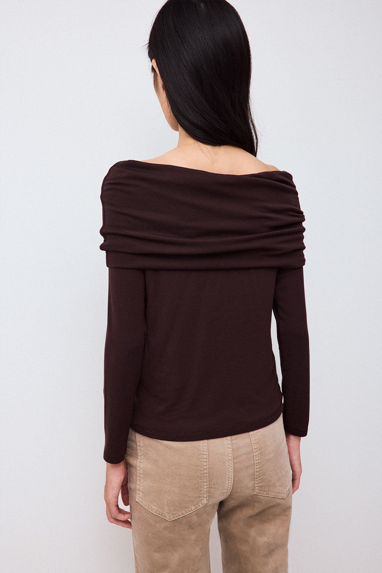 Pedro del Hierro Camiseta escote bardot Marr&oacute;n