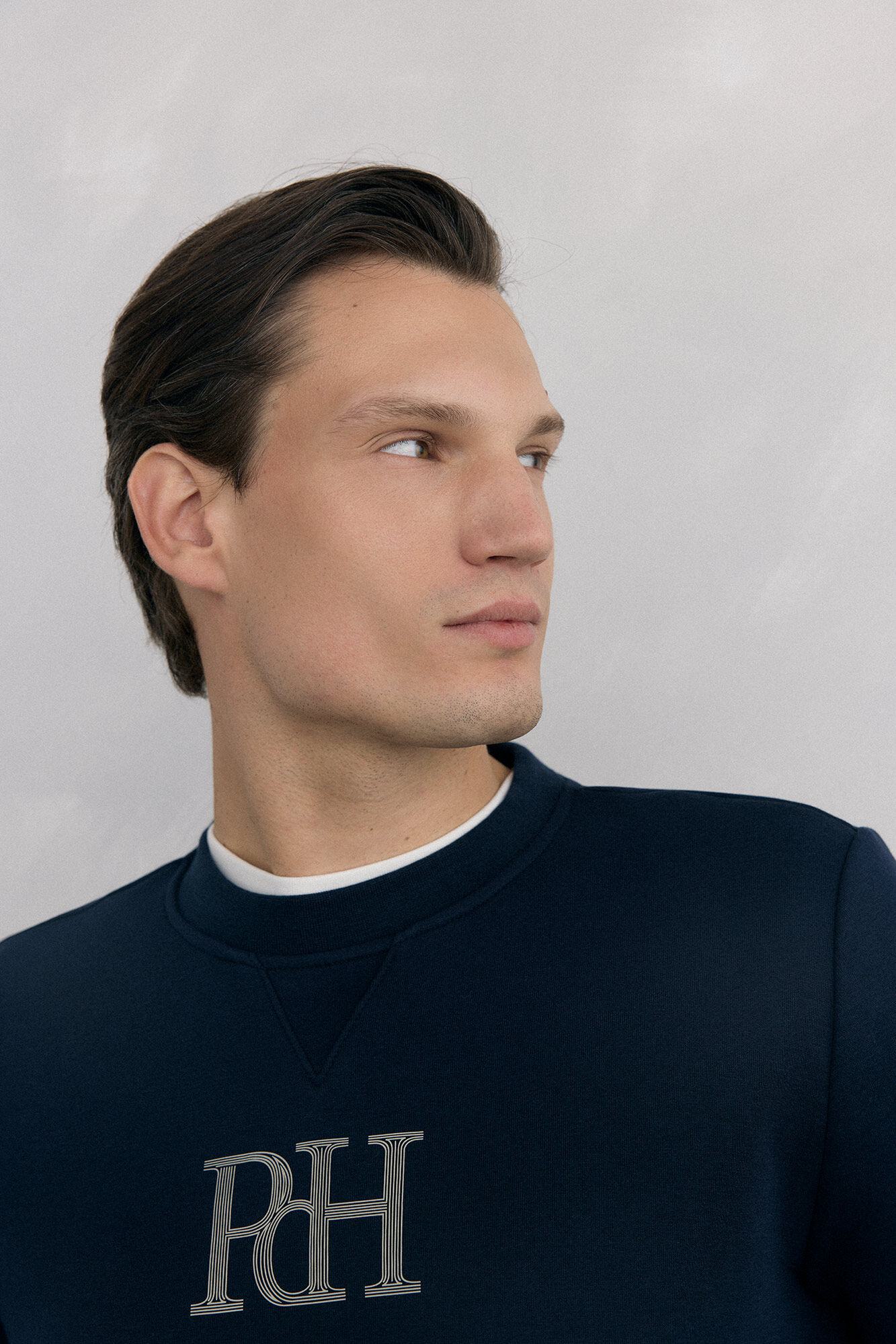 Pedro del Hierro Technical fabric crew neck sweatshirt Blue