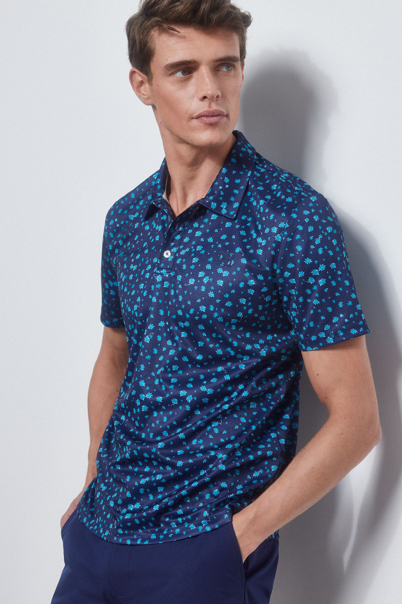 Pedro del Hierro GOLF printed technical polo shirt Blue
