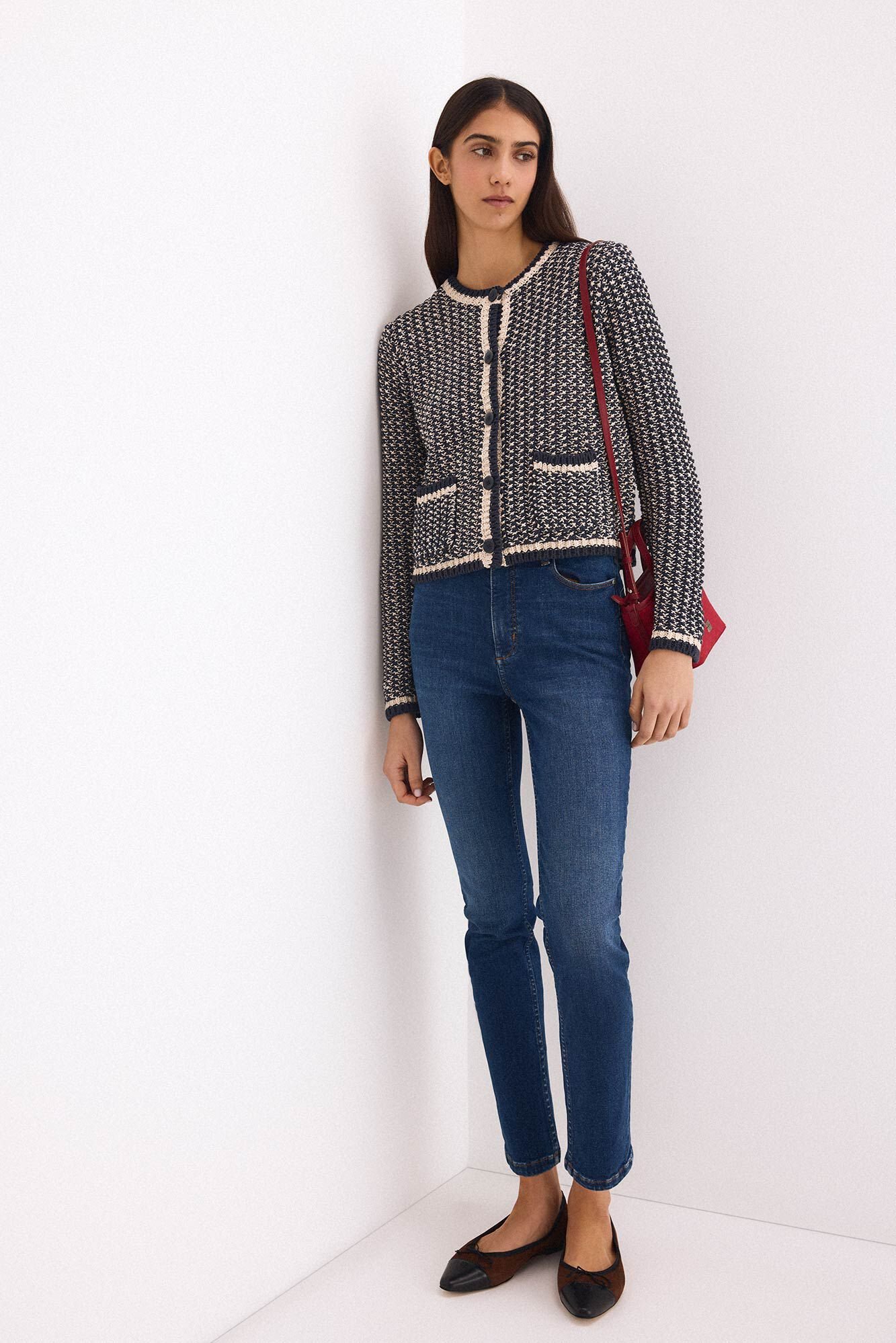 Pedro del Hierro Multicoloured textured jersey-knit jacket Blue