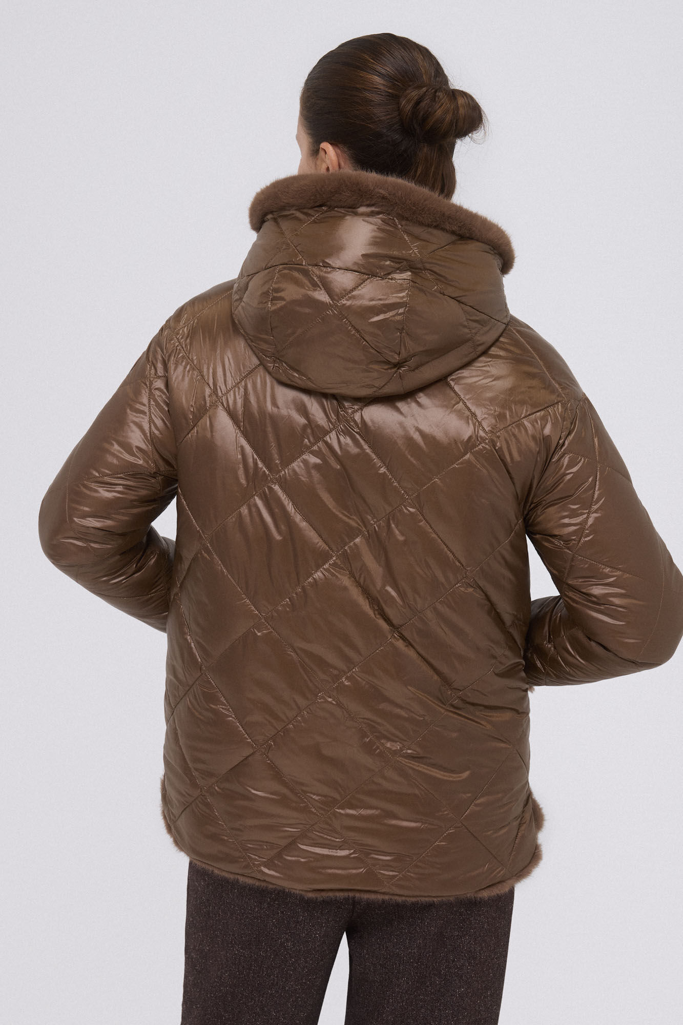 Pedro del Hierro Reversible fur parka Brown
