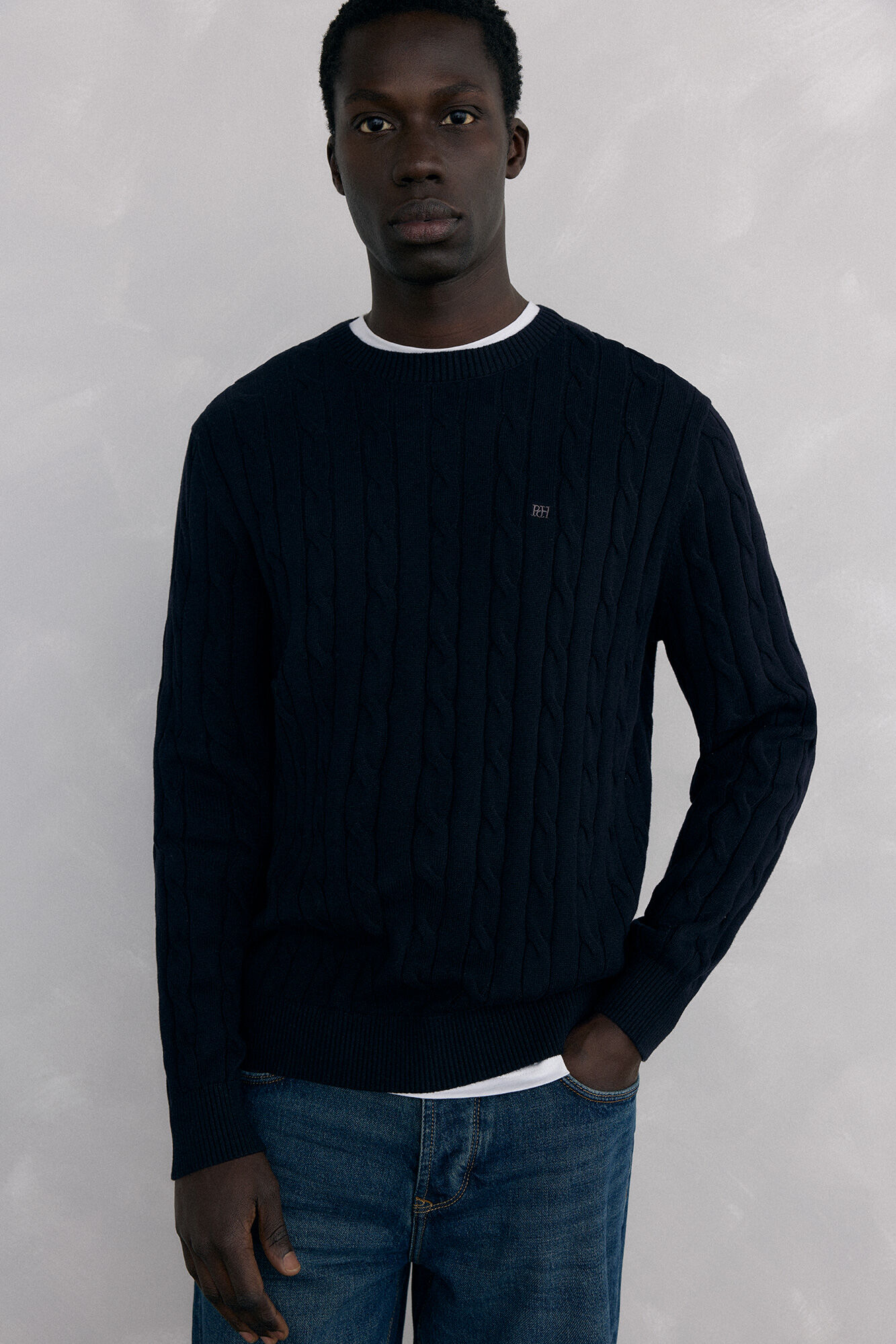 Pedro del Hierro Jersey algod&oacute;n y cashmere Negro