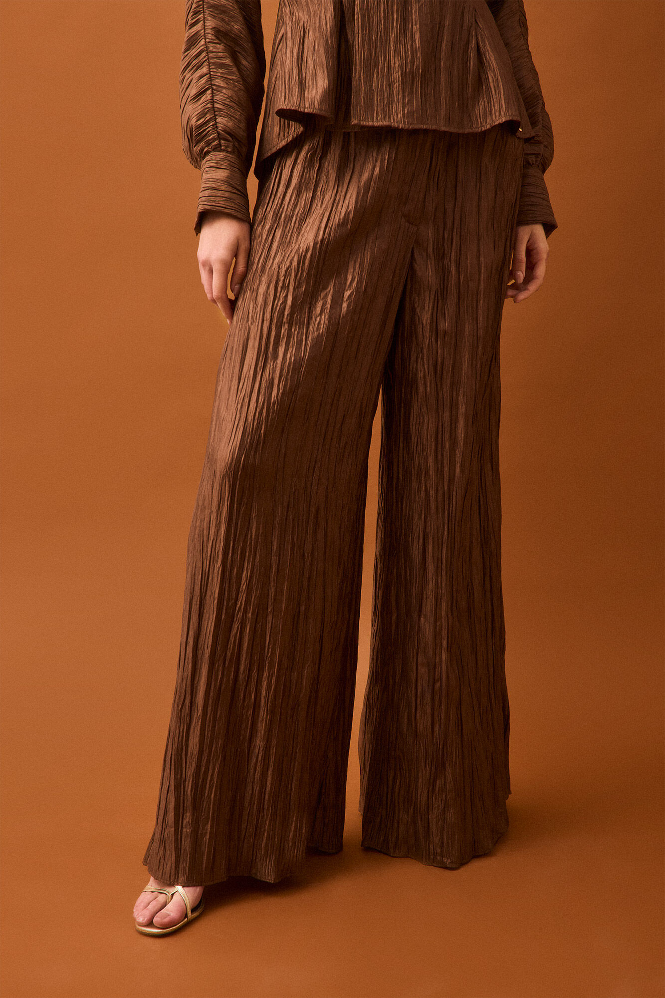 Pedro del Hierro Pleated palazzo trousers Brown