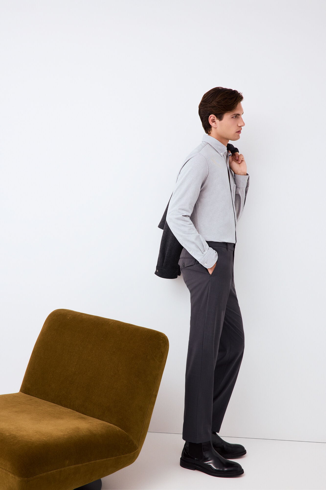 Pedro del Hierro Plain jersey-knit shirt Grey