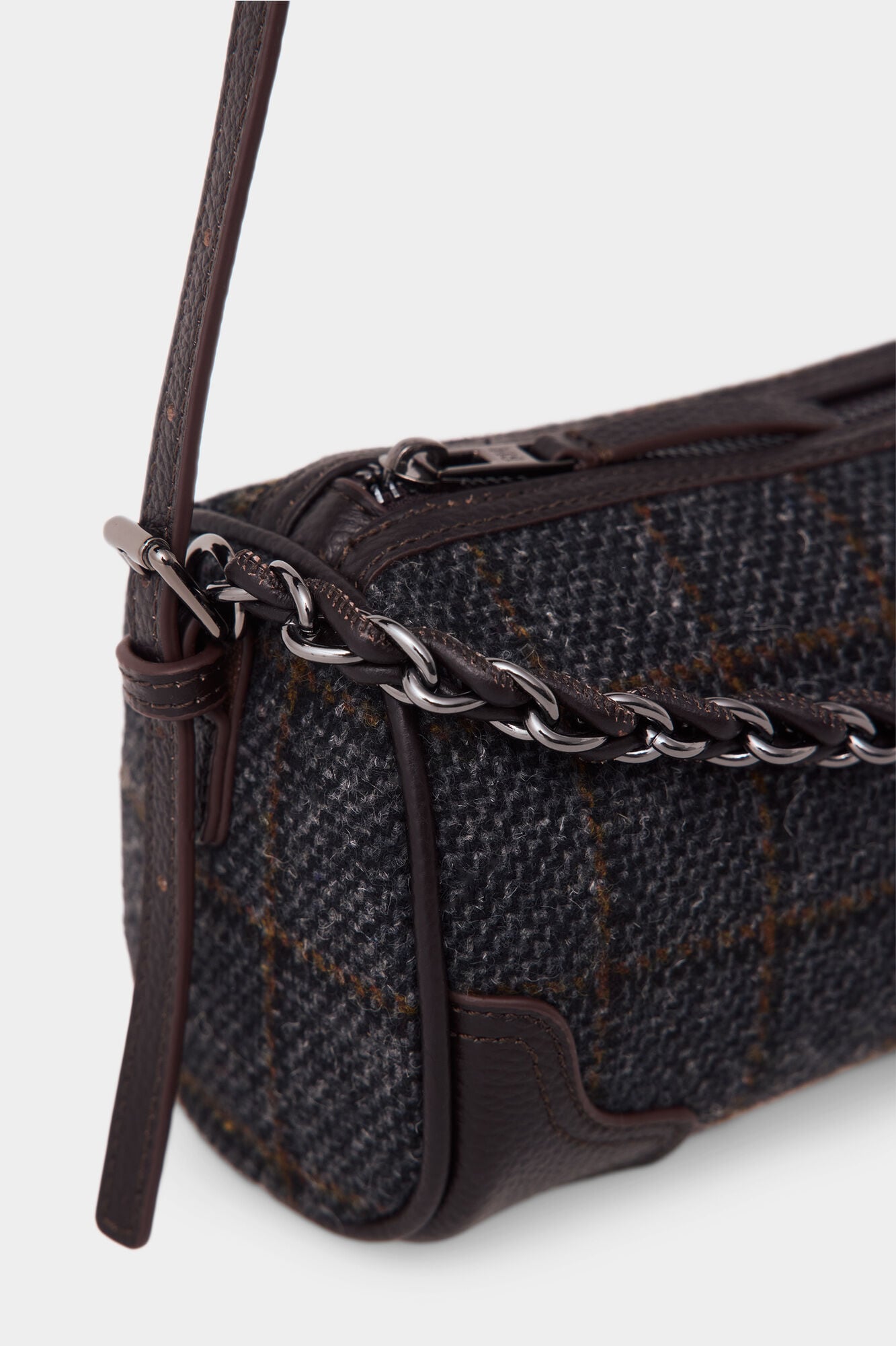 Pedro del Hierro Plaid mini handbag Brown