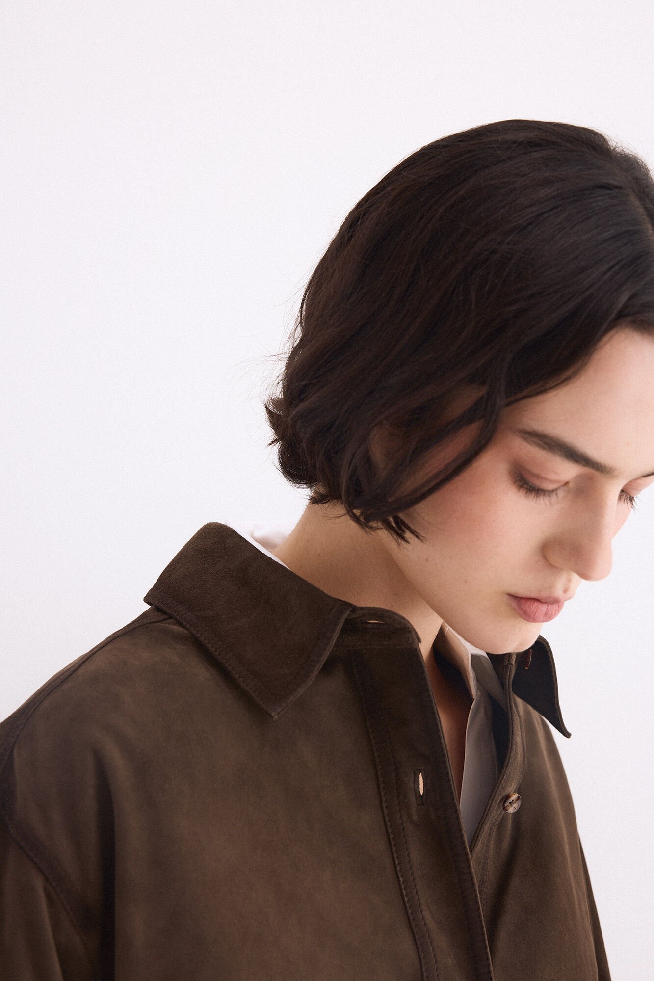 Pedro del Hierro Suede cropped jacket Green