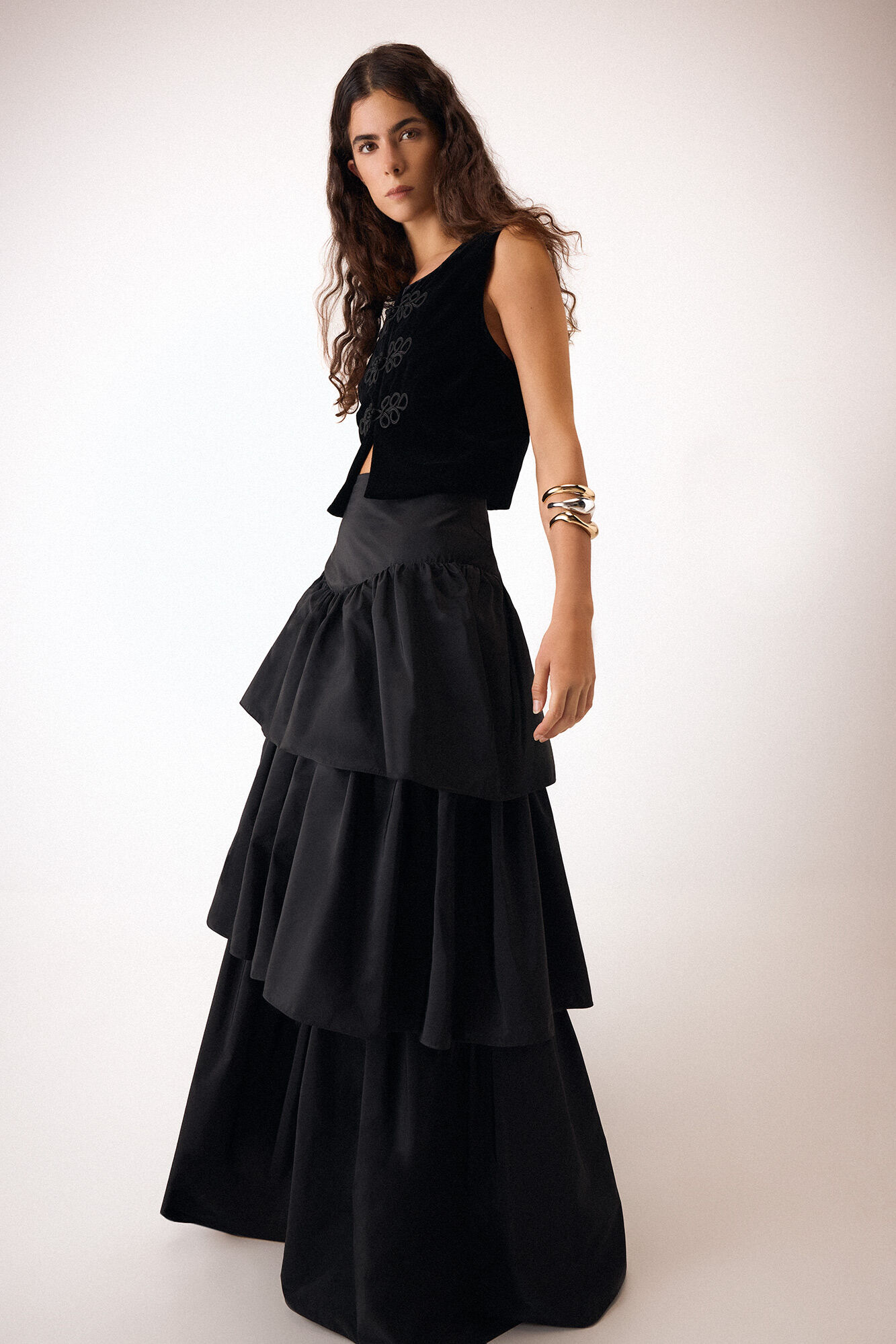 Pedro del Hierro Long skirt with ruffles Black