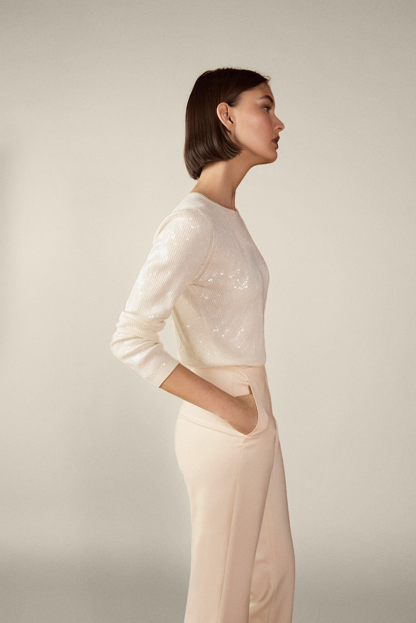 TFP by Tamara Falc&oacute; Sheer sequin jumper Ecru