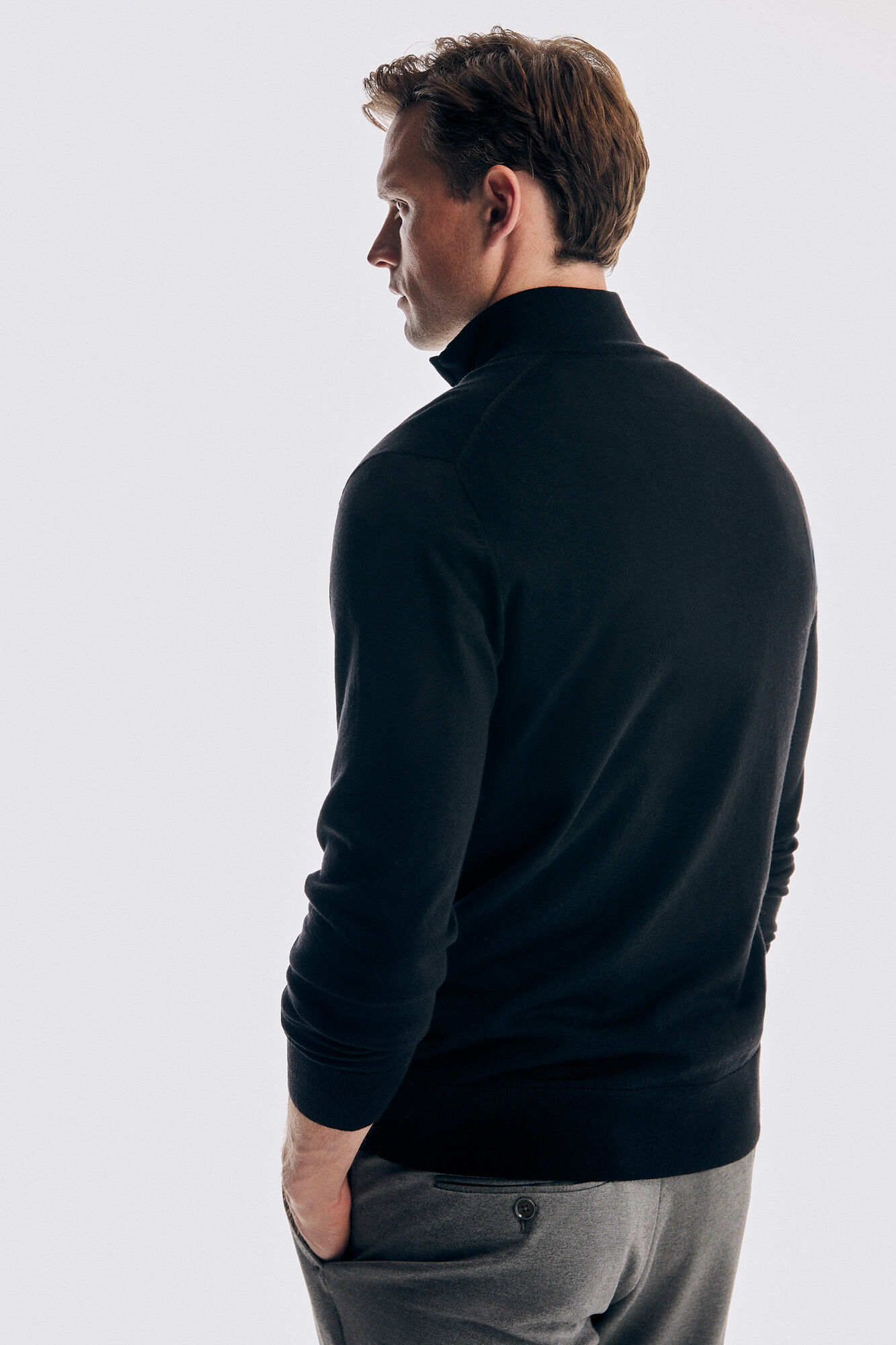 Pedro del Hierro Jersey cuello camionero merino Negro