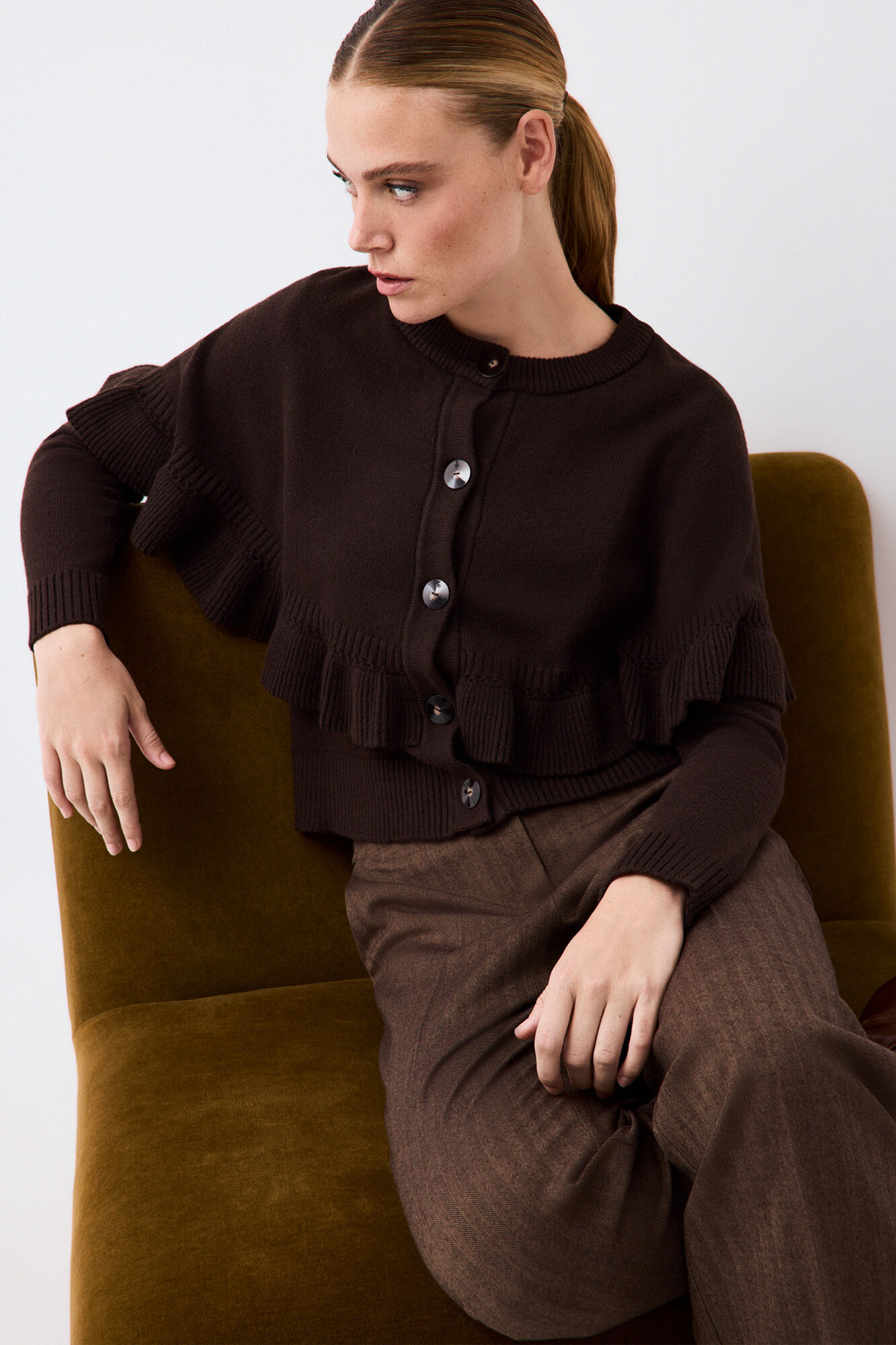 Pedro del Hierro Cape jacket with ruffle