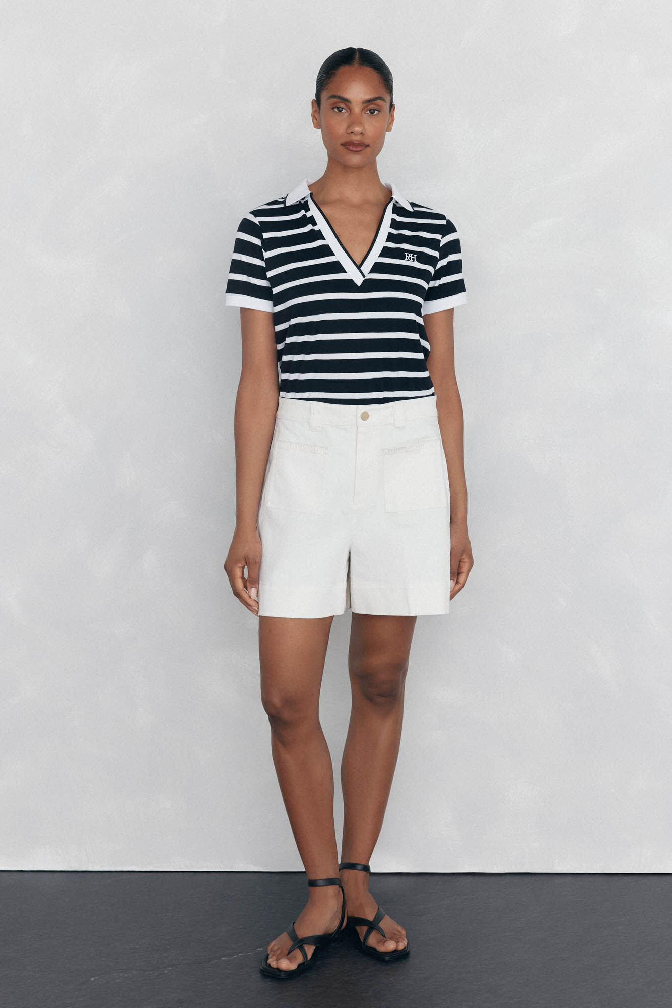 Pedro del Hierro Short-sleeved stripy polo shirt Black