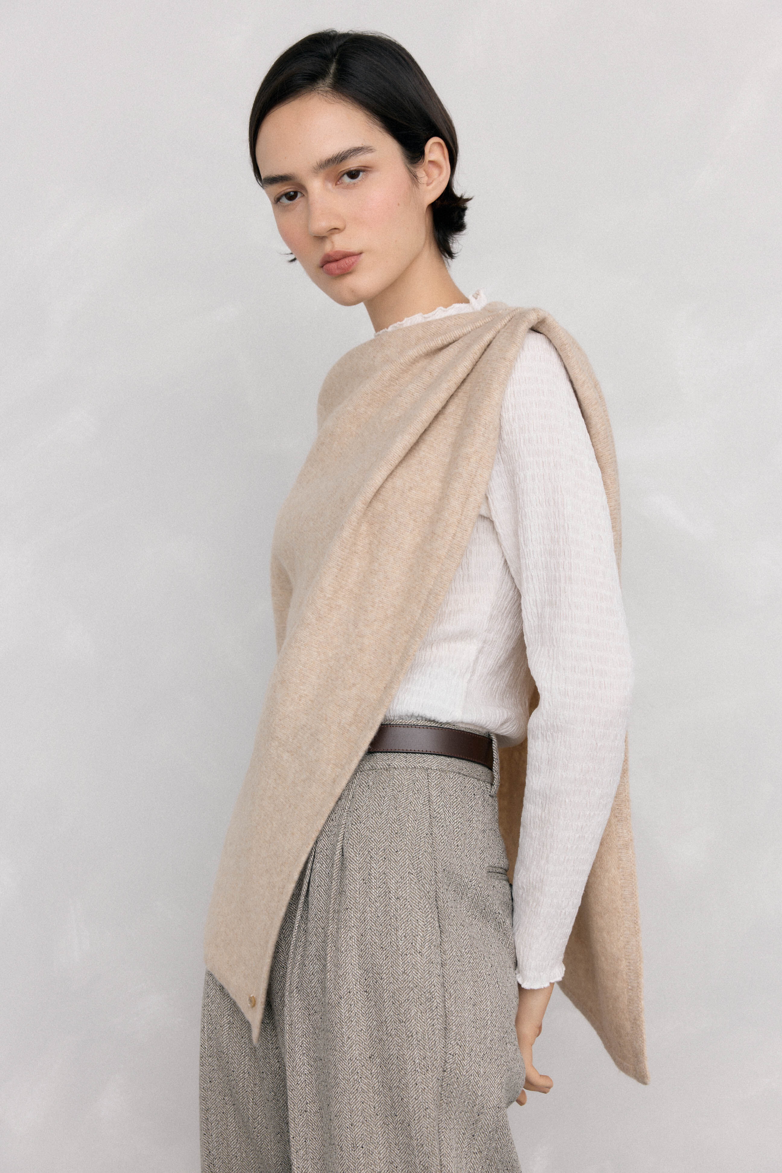 Pedro del Hierro Asymmetric jersey-knit cape