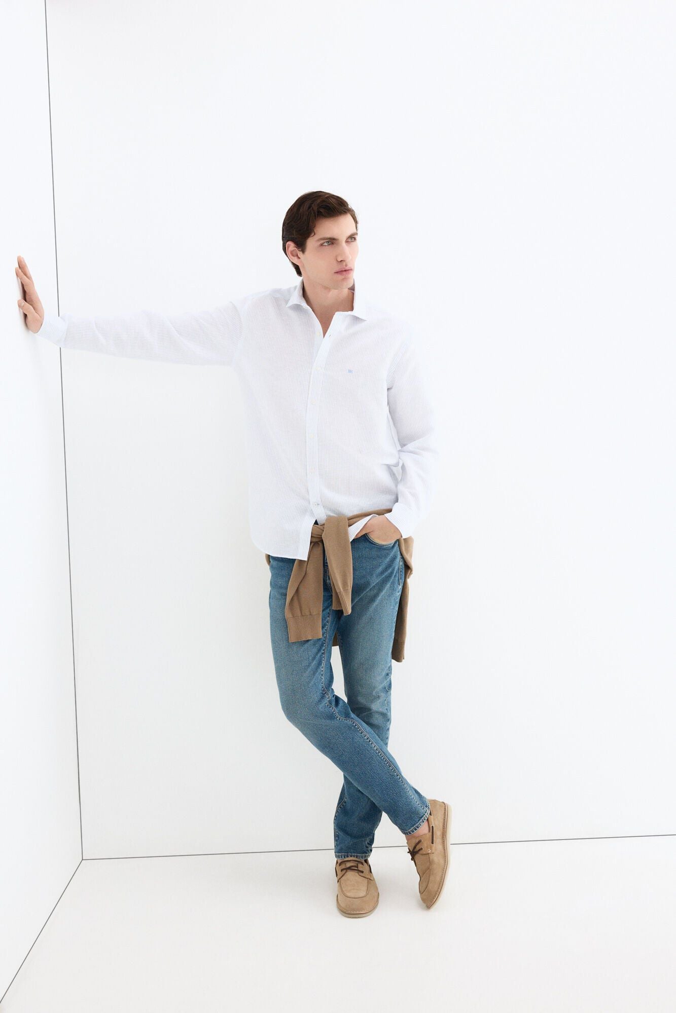 Pedro del Hierro Linen striped easy-iron dress shirt
