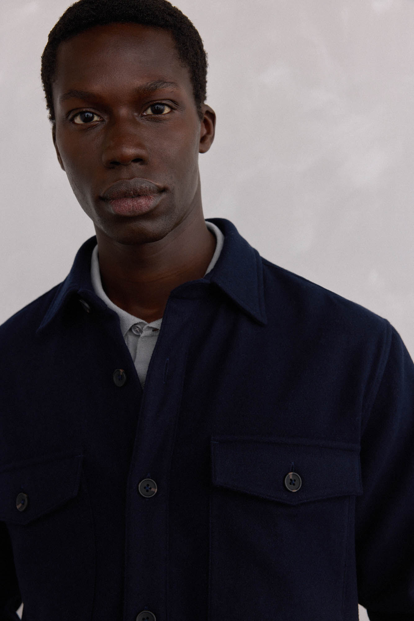 Pedro del Hierro Plain wool overshirt Blue