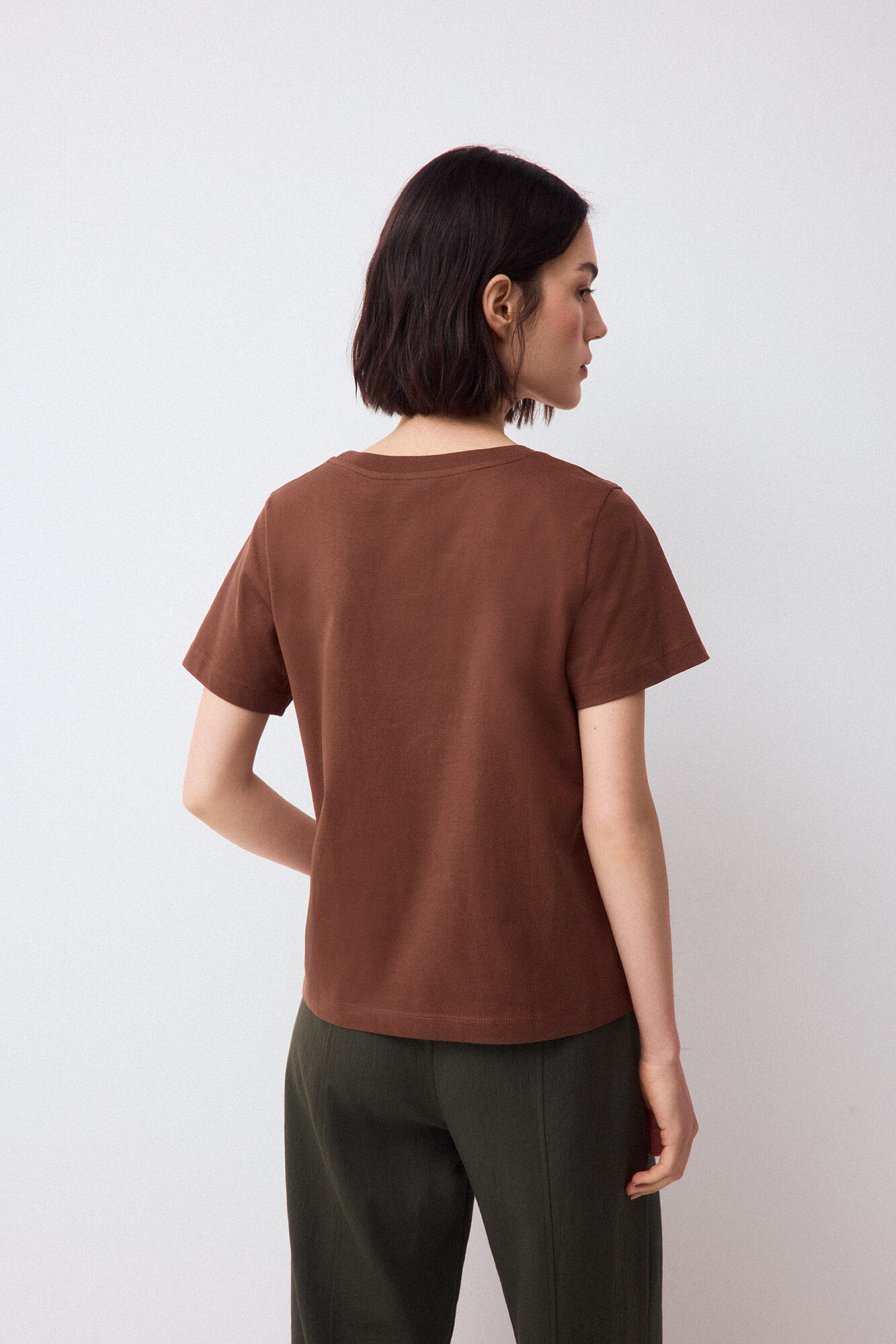 Pedro del Hierro Print logo T-shirt with studs Brown