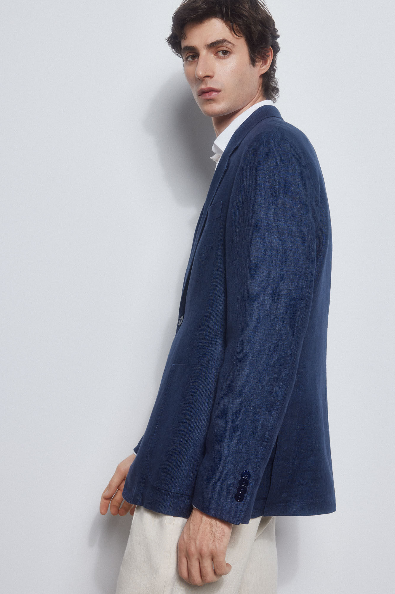 Pedro del Hierro Linen blazer Blue