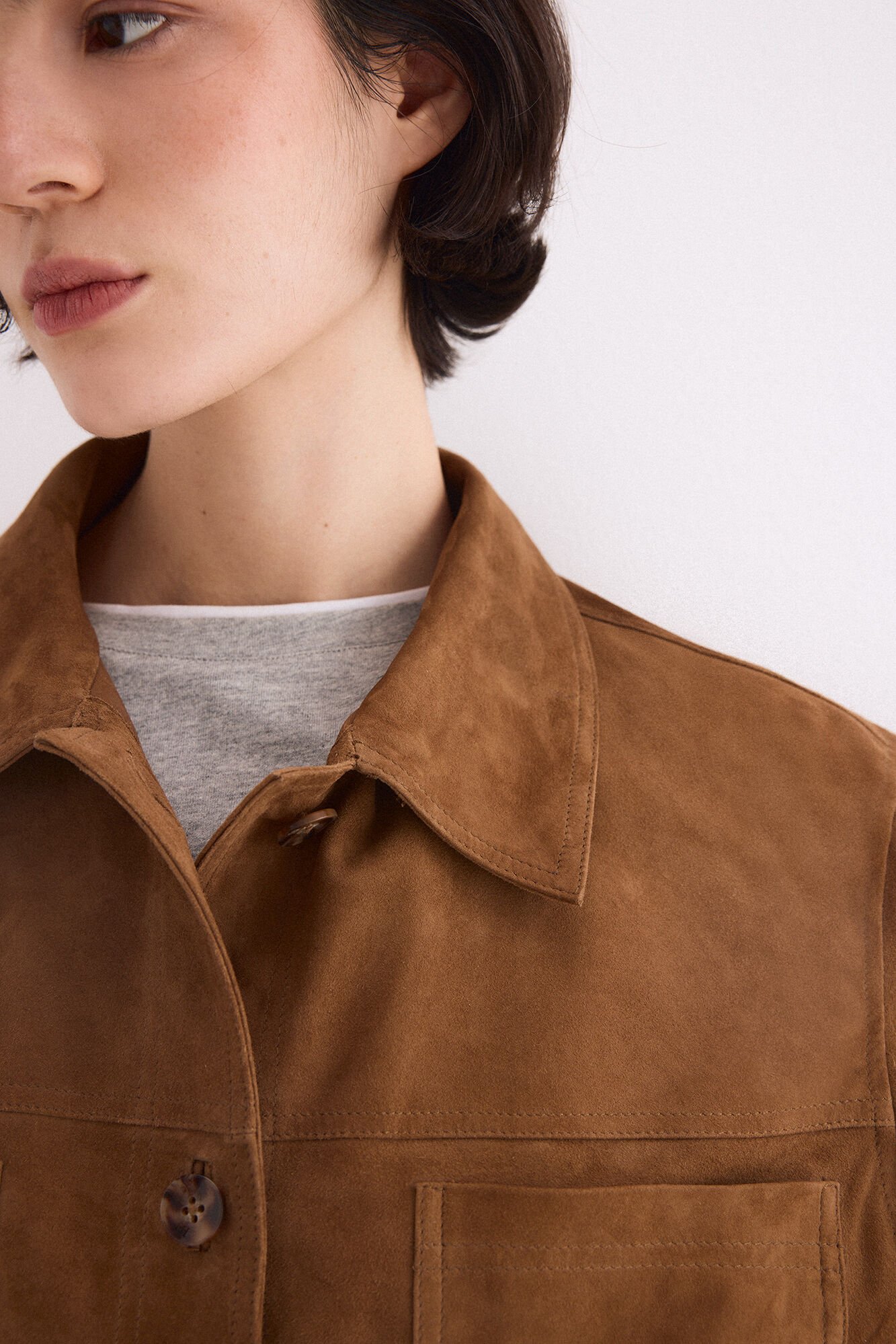 Pedro del Hierro Suede pockets shirt Brown