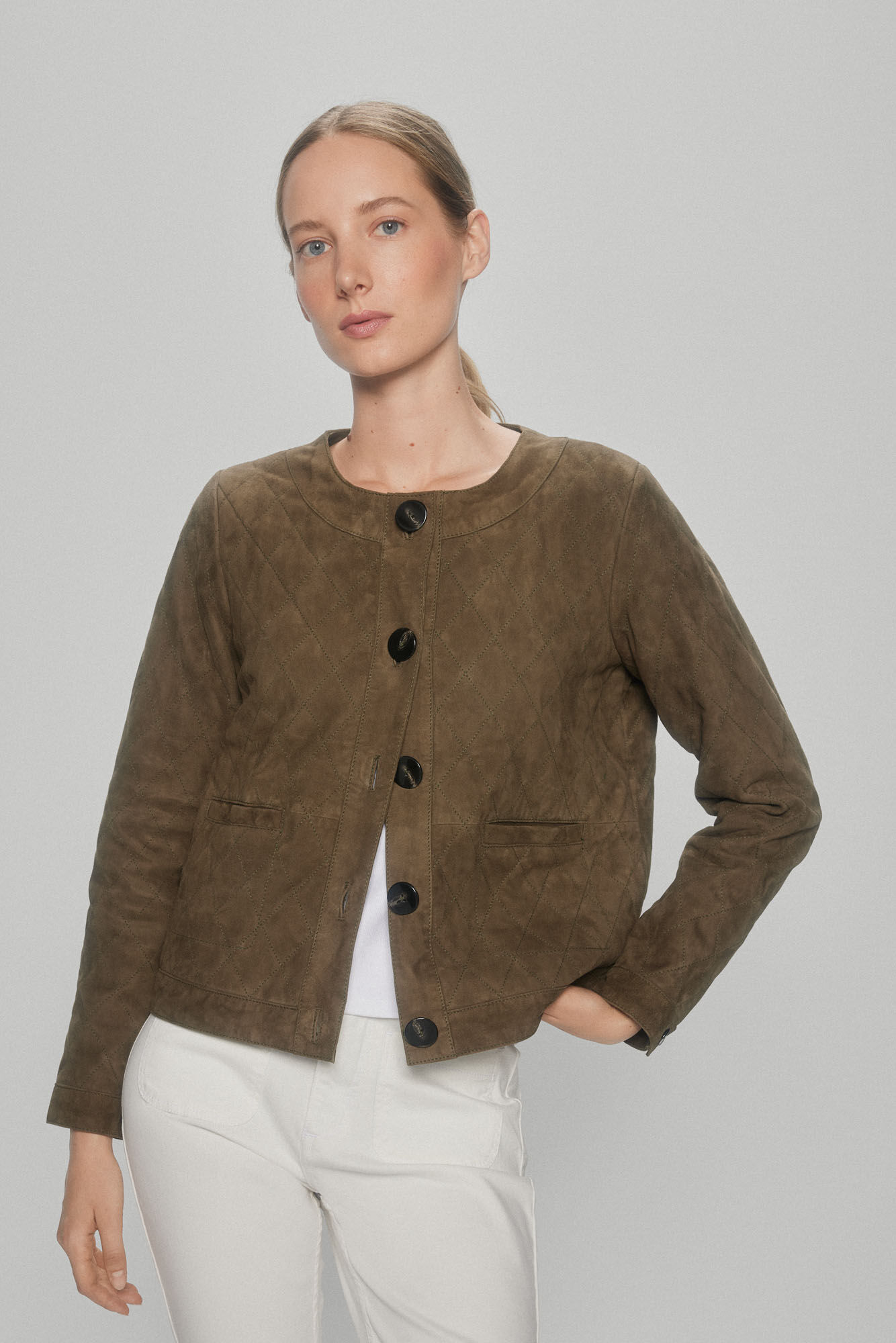 Pedro del Hierro Chaqueta quilting de ante Verde