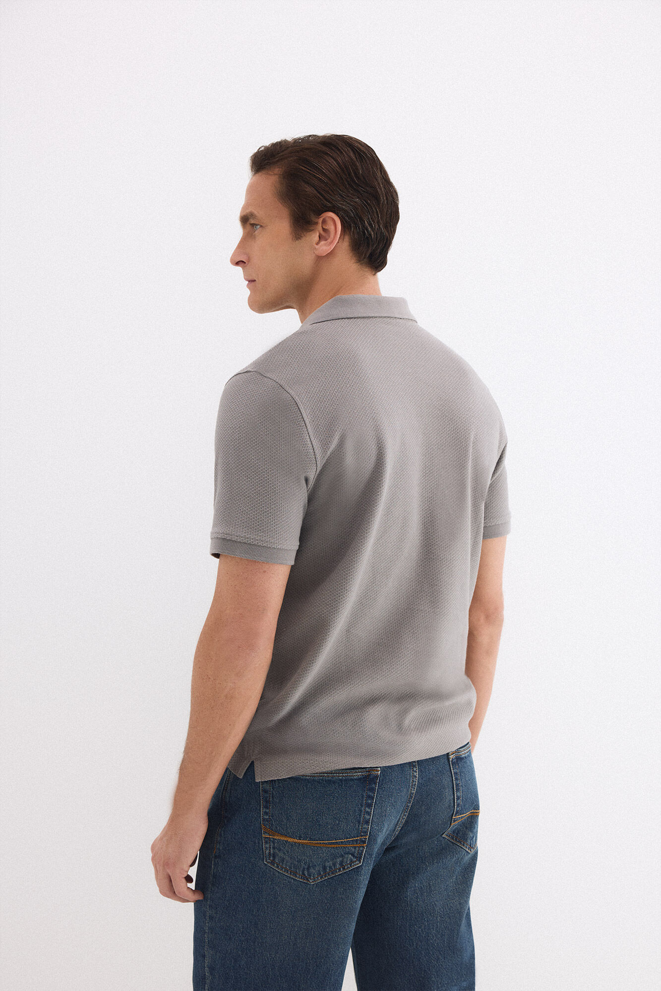 Pedro del Hierro Textured polo shirt Grey