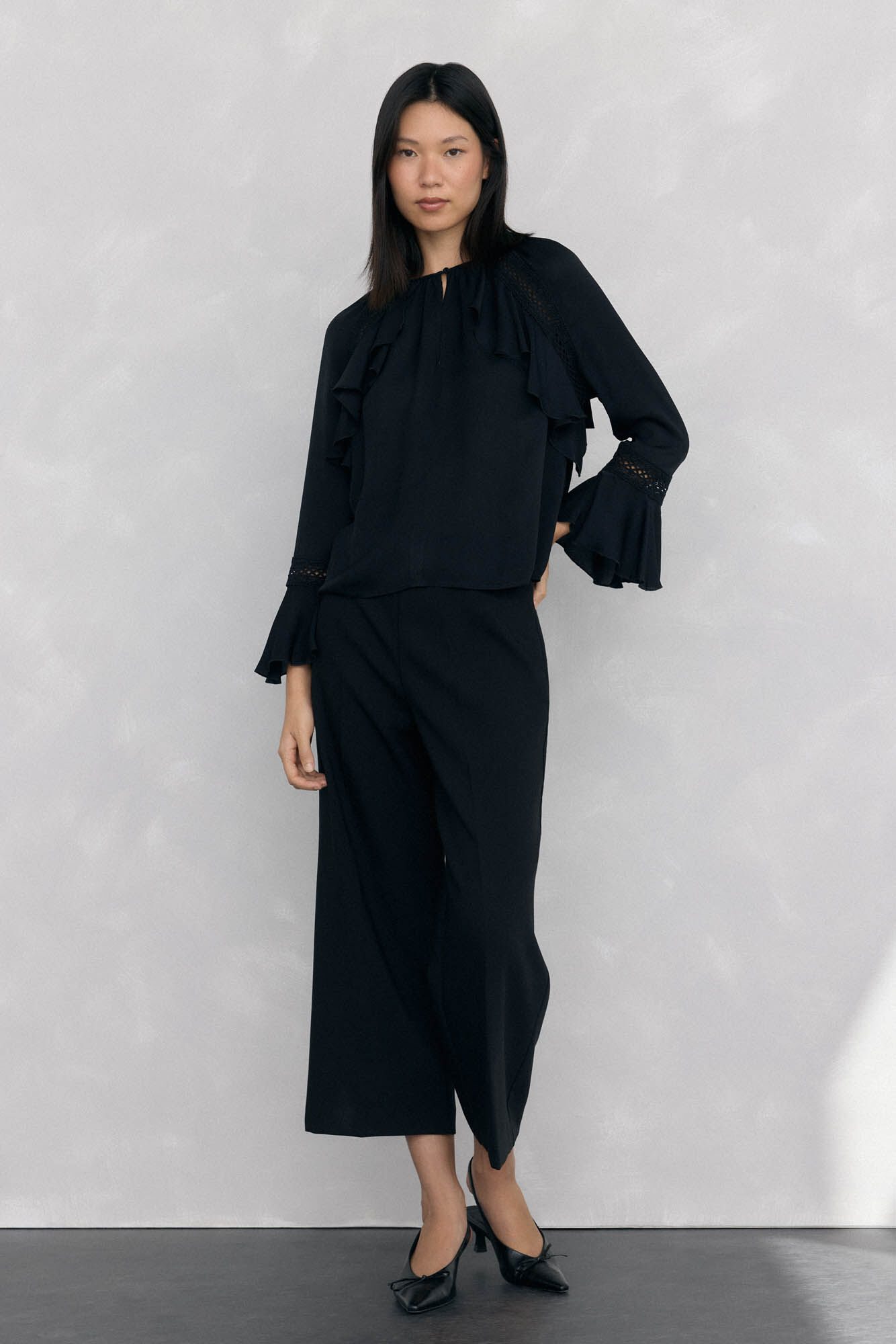 Pedro del Hierro Blusa de renda com babados