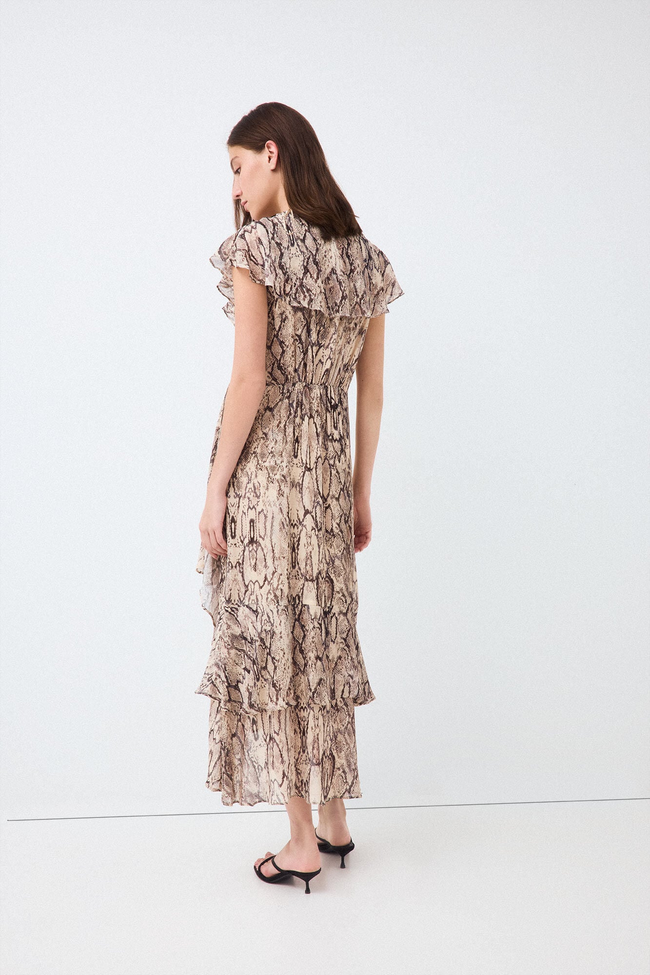 Pedro del Hierro Fluid ruffle dress Brown
