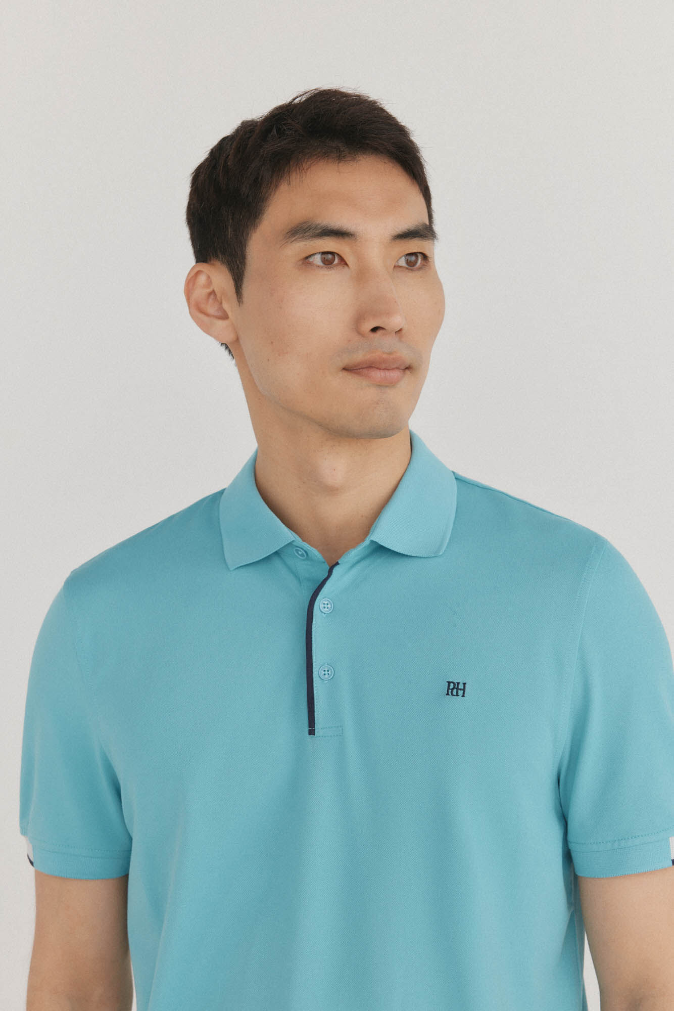 Pedro del Hierro Polo com punhos contrastantes Turquesa