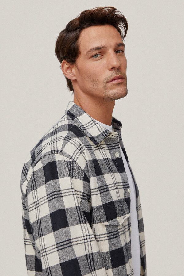 Pedro del Hierro Checked flannel shirt Beige