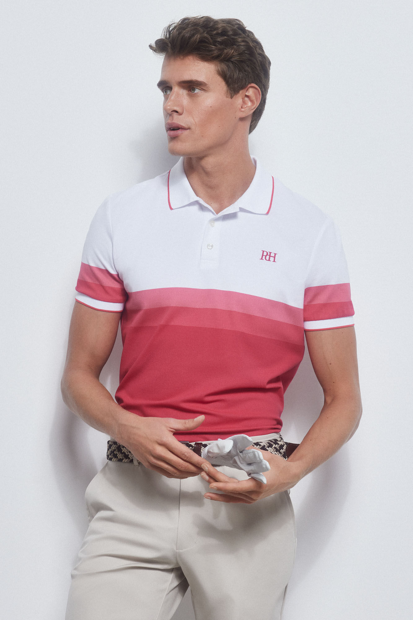Pedro del Hierro Polo rayas t&eacute;cnico GOLF Coral