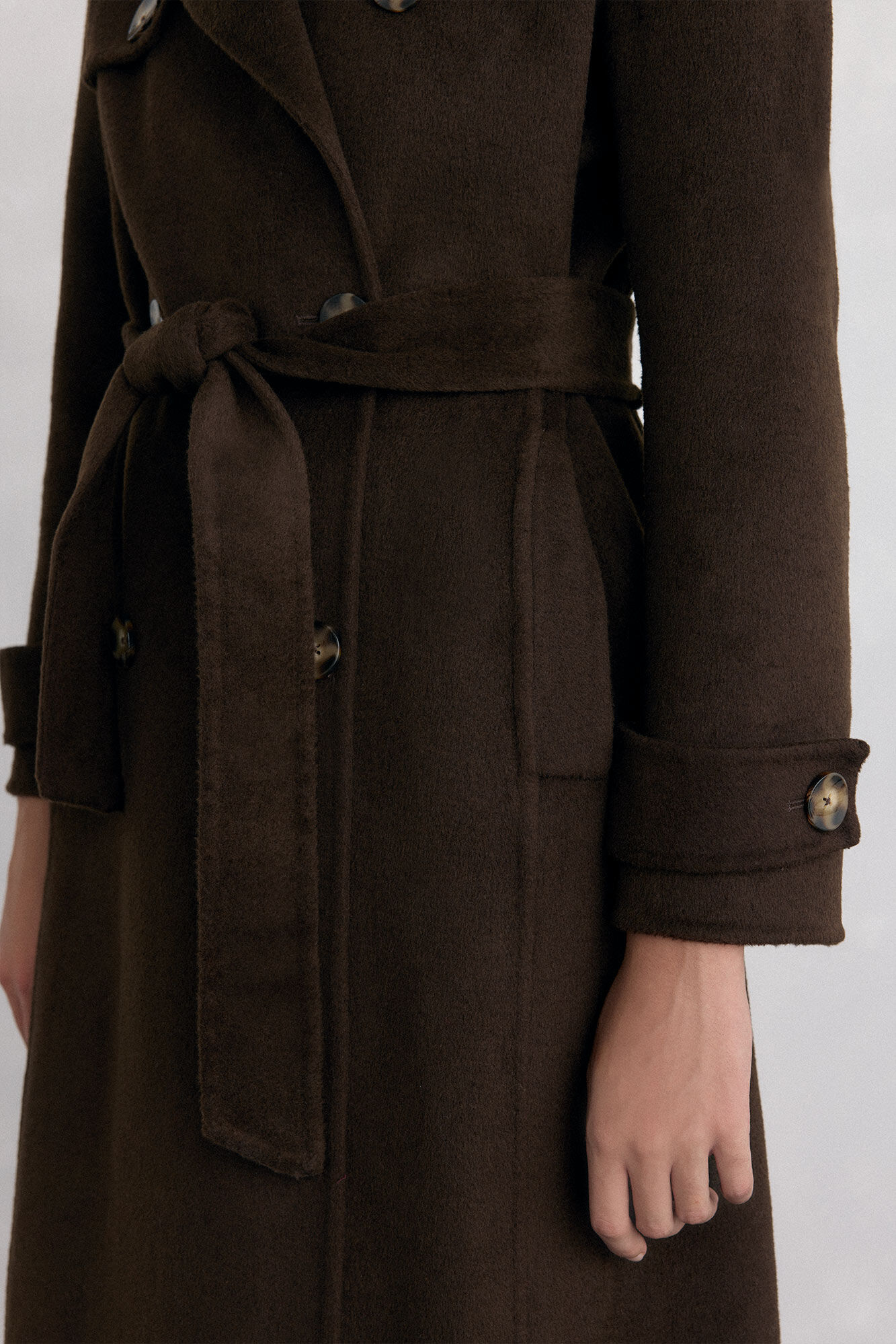 Pedro del Hierro Sobretudo longo de dois trench Marrom