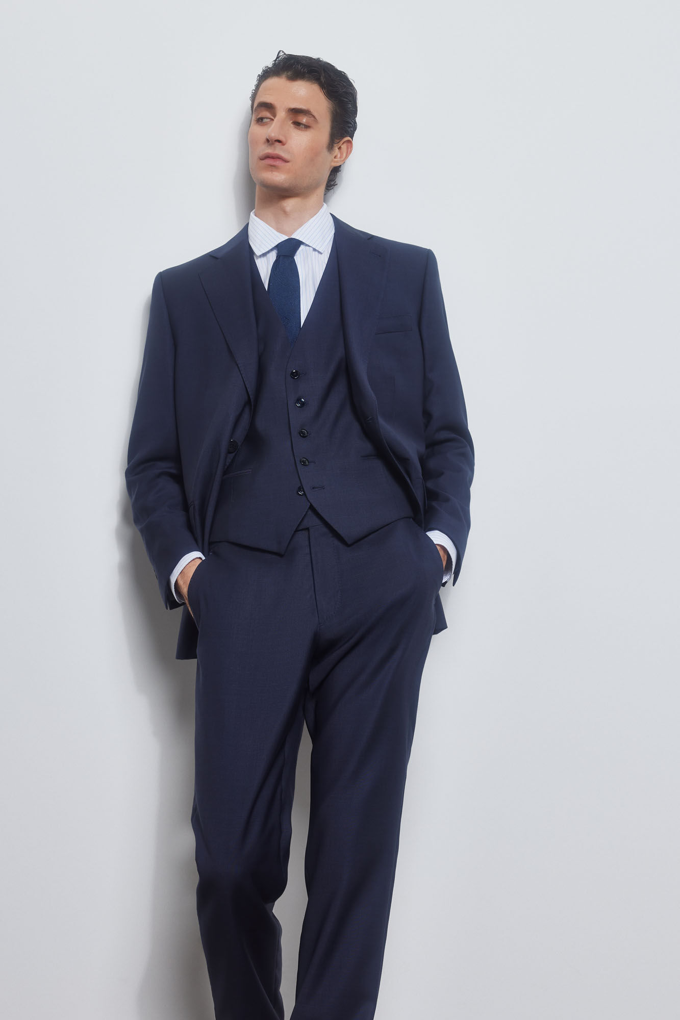 Pedro del Hierro Fine-checked waistcoat Blue