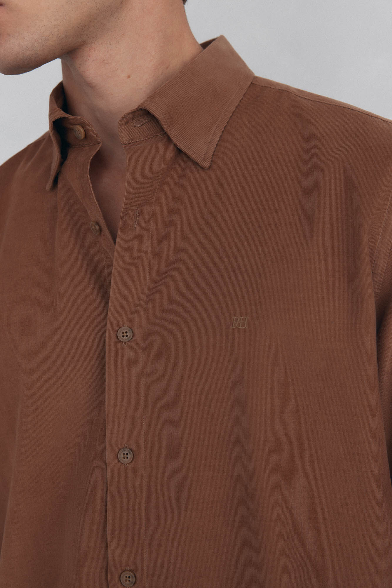 Pedro del Hierro Camisa de veludo macio Marrom