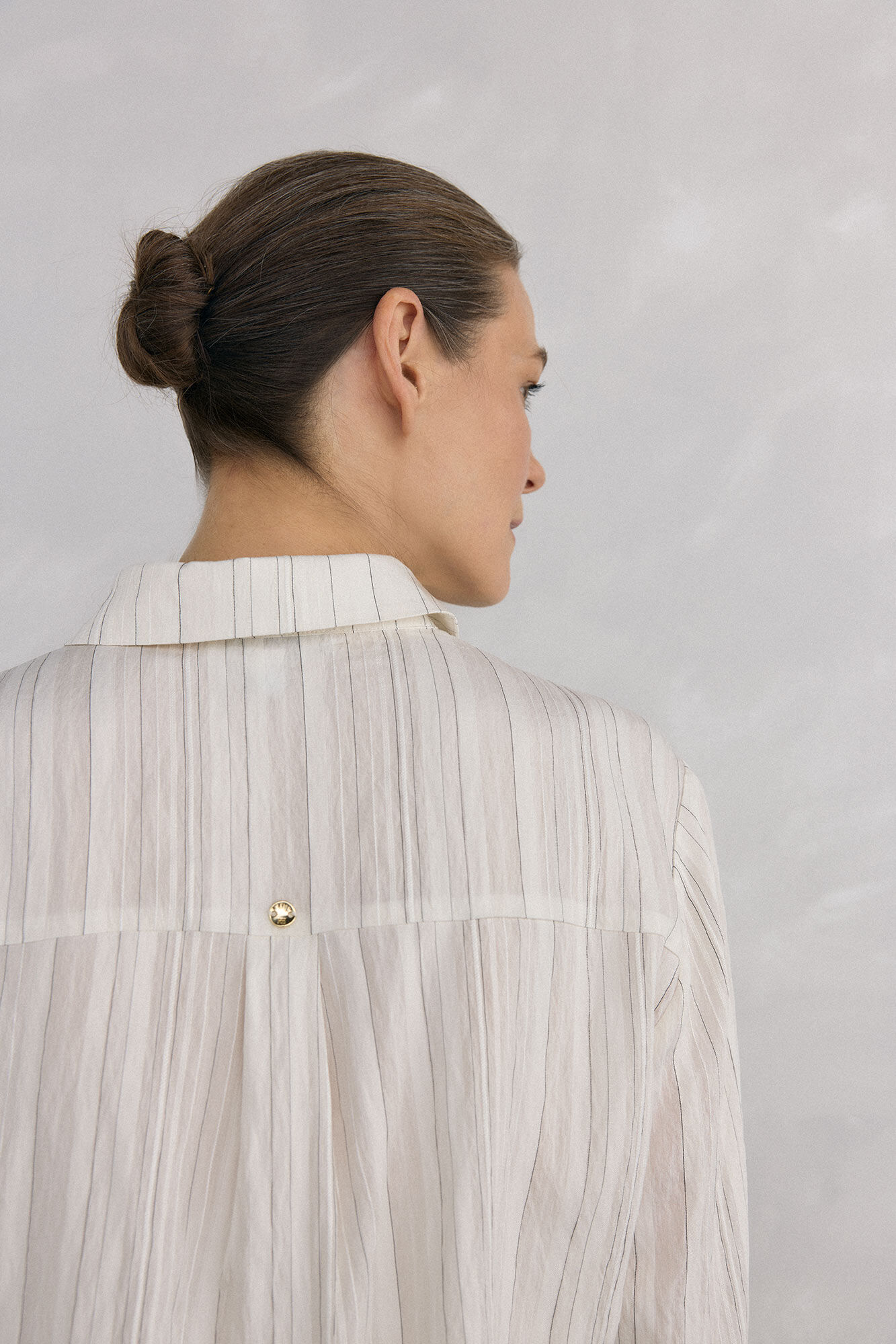 Pedro del Hierro Camisa rayas corta Beige