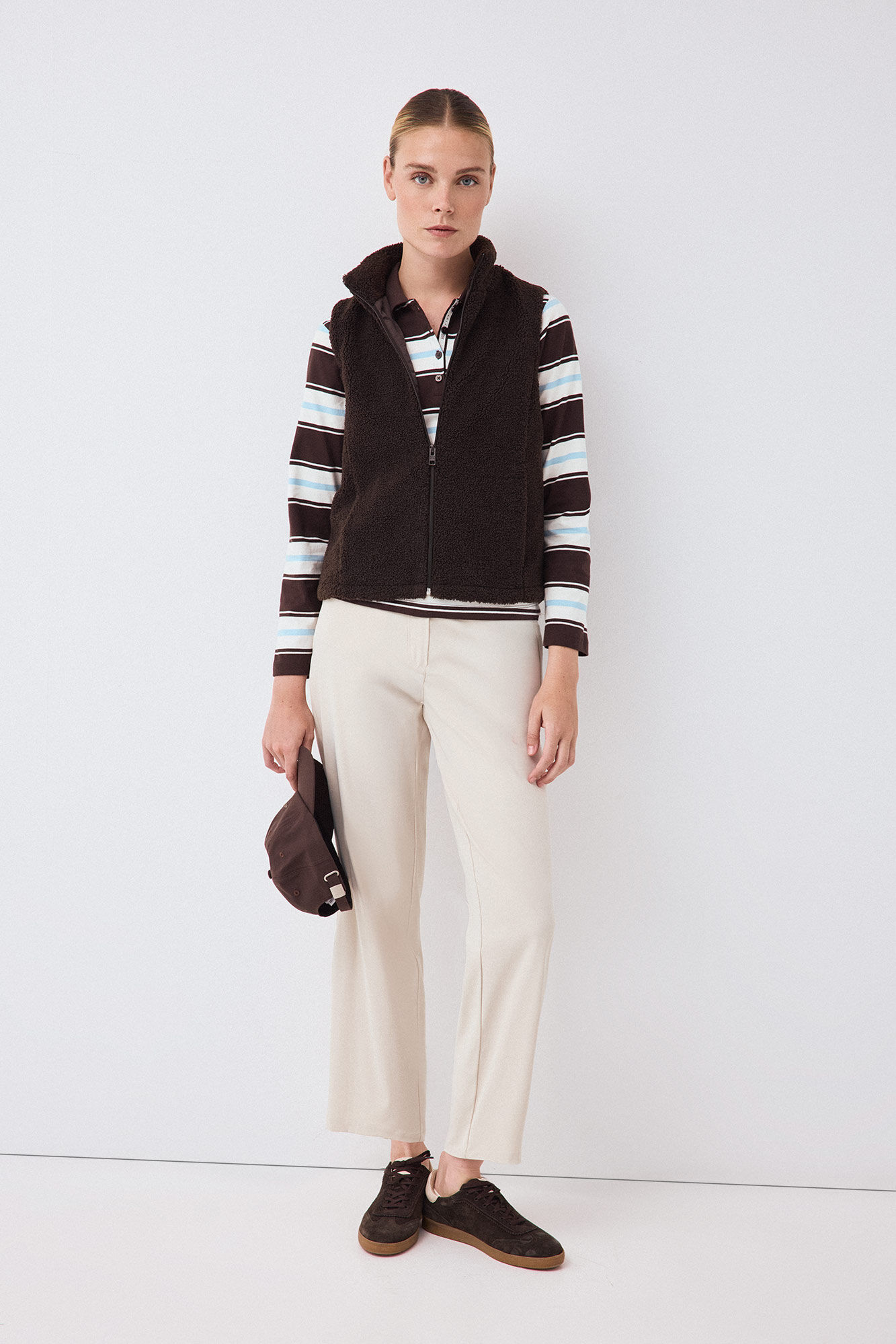Pedro del Hierro Faux shearling gilet Brown