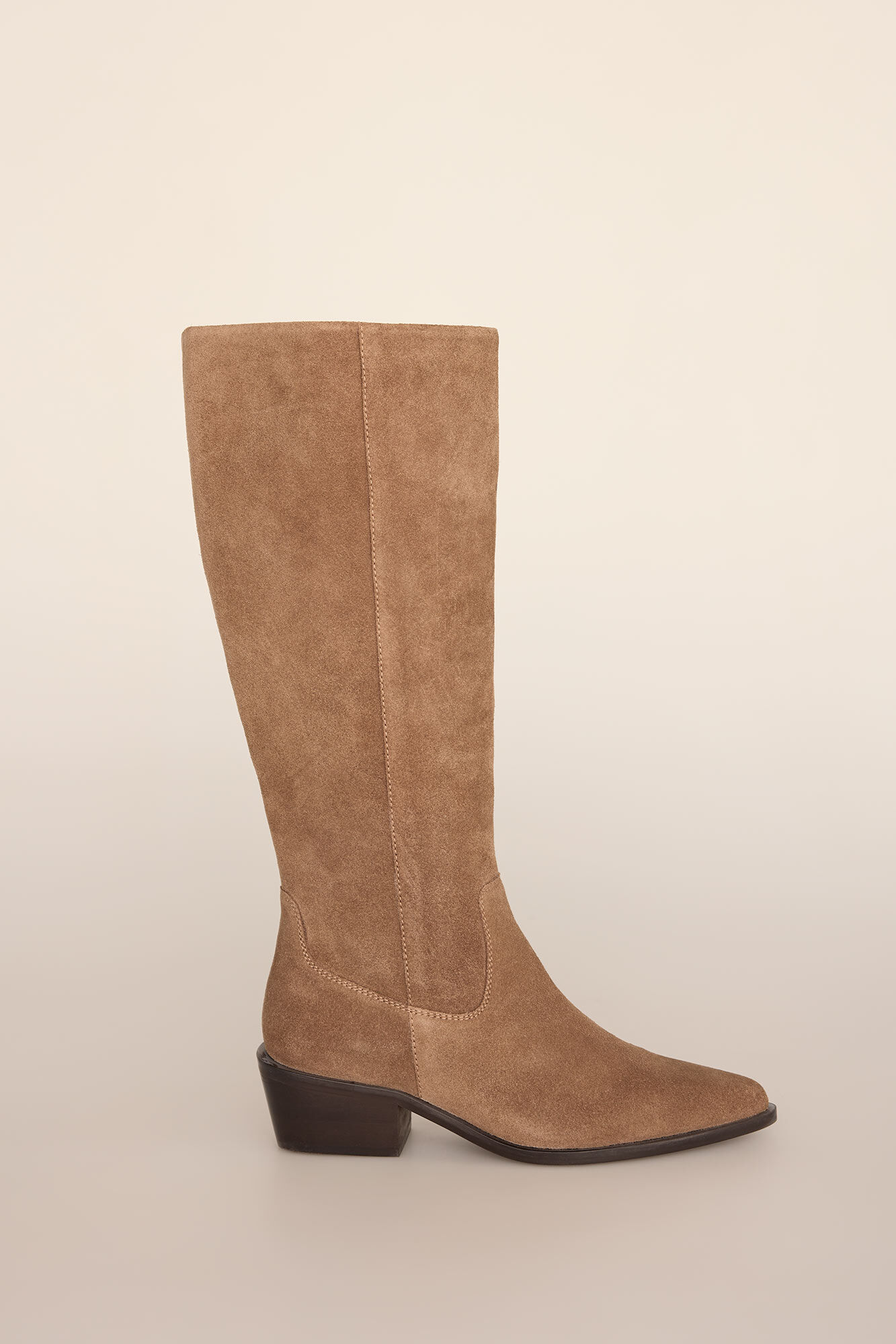 Pedro del Hierro Bota alta estilo equestre com salto baixo em croute Beige