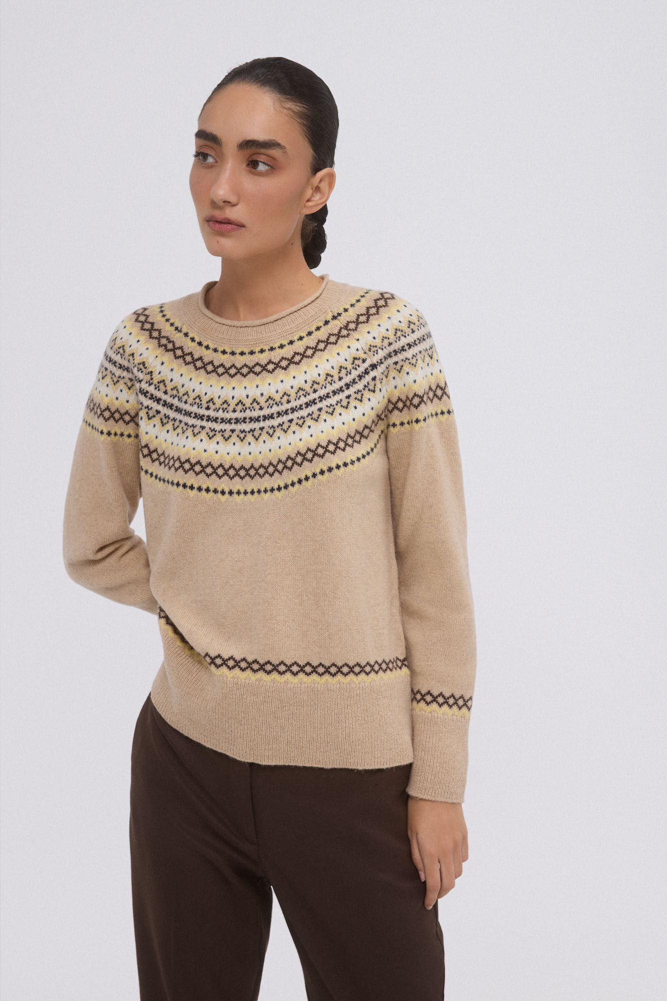 Pedro del Hierro Jersey jacquard greca Marr&oacute;n