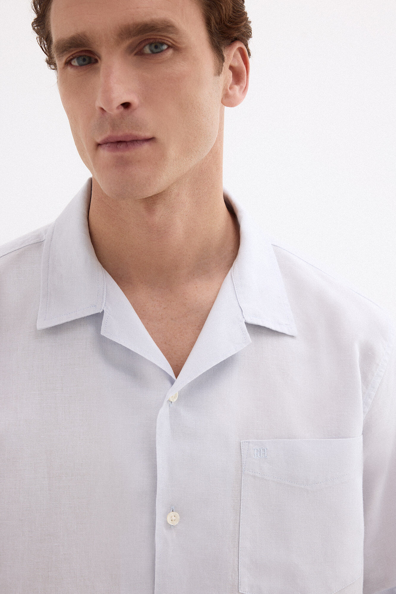 Pedro del Hierro Linen cotton short sleeve shirt Blue