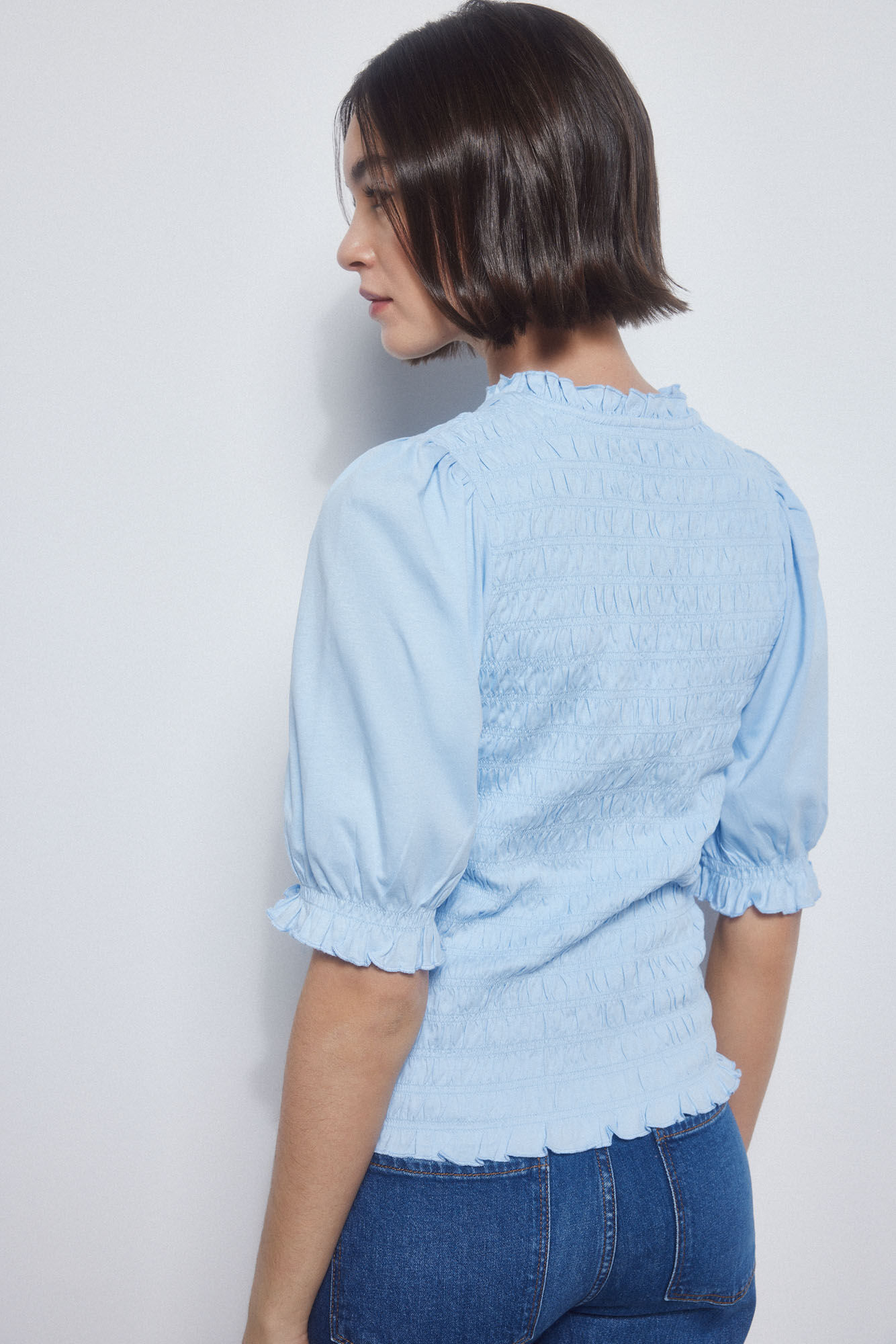 Pedro del Hierro Plain smocked t-shirt Blue