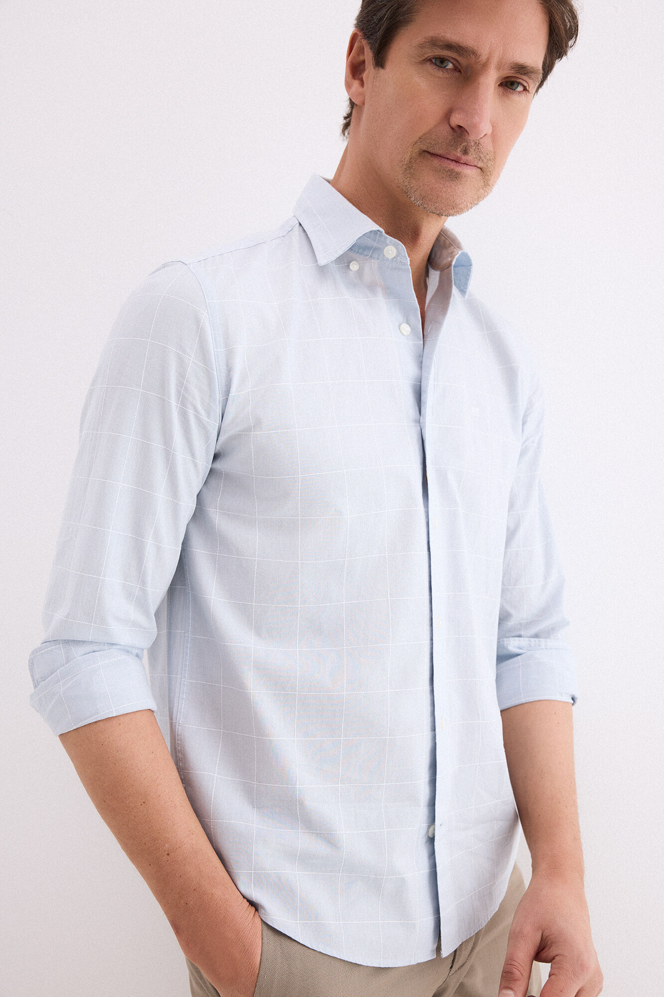 Pedro del Hierro Poplin textured checked shirt