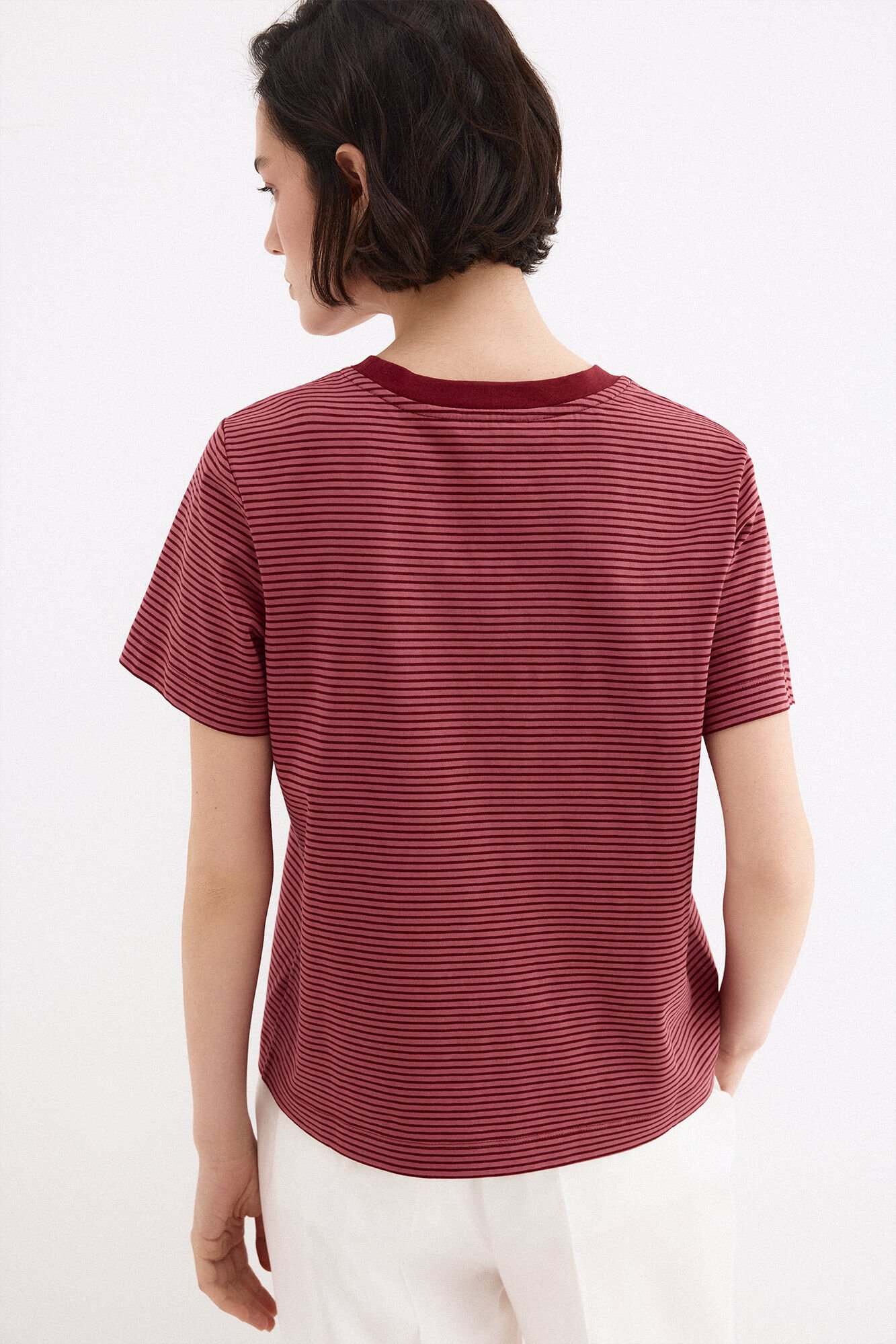 Pedro del Hierro Striped short sleeve T-shirt Burgundy