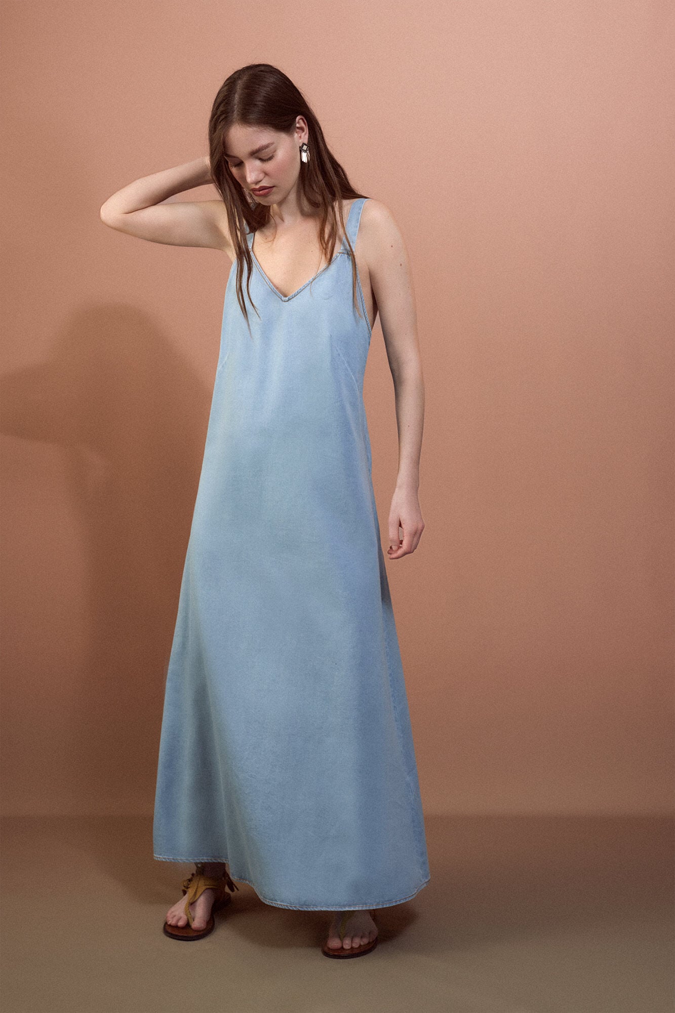 Slowlove Vestido tirantes Tencel Azul