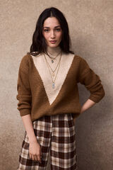 Slowlove Camisola blocos intarsia Castanho