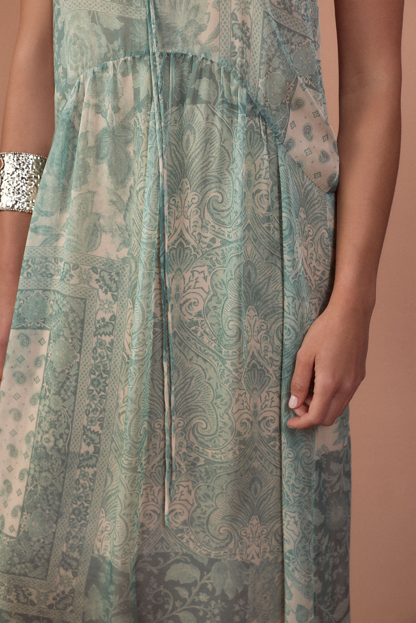 Slowlove Vestido estampado fluido gola halter Azul