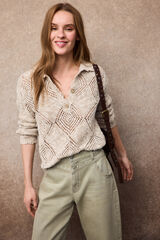 Slowlove Crochet knit jumper Beige