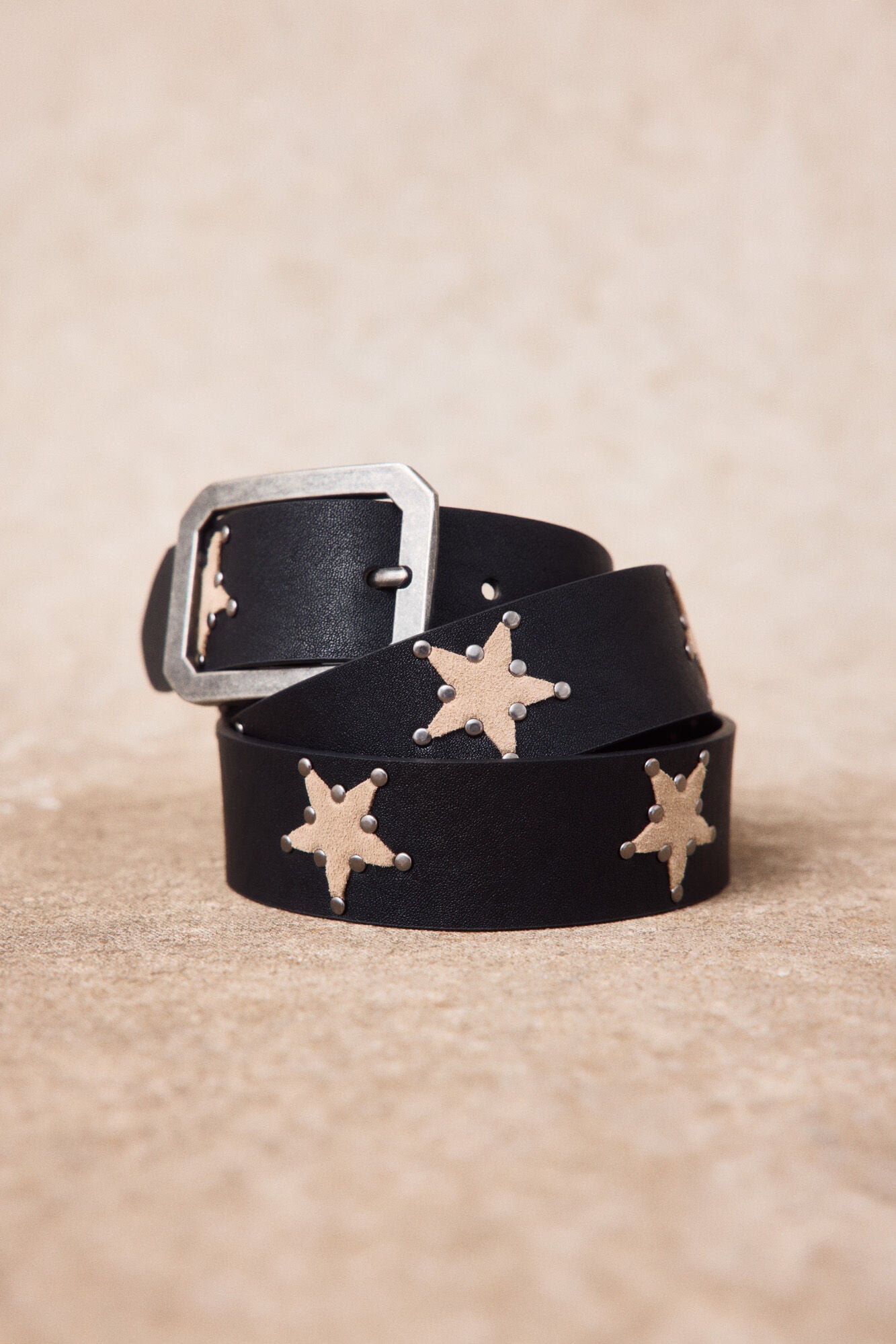 Slowlove Leather star belt Black