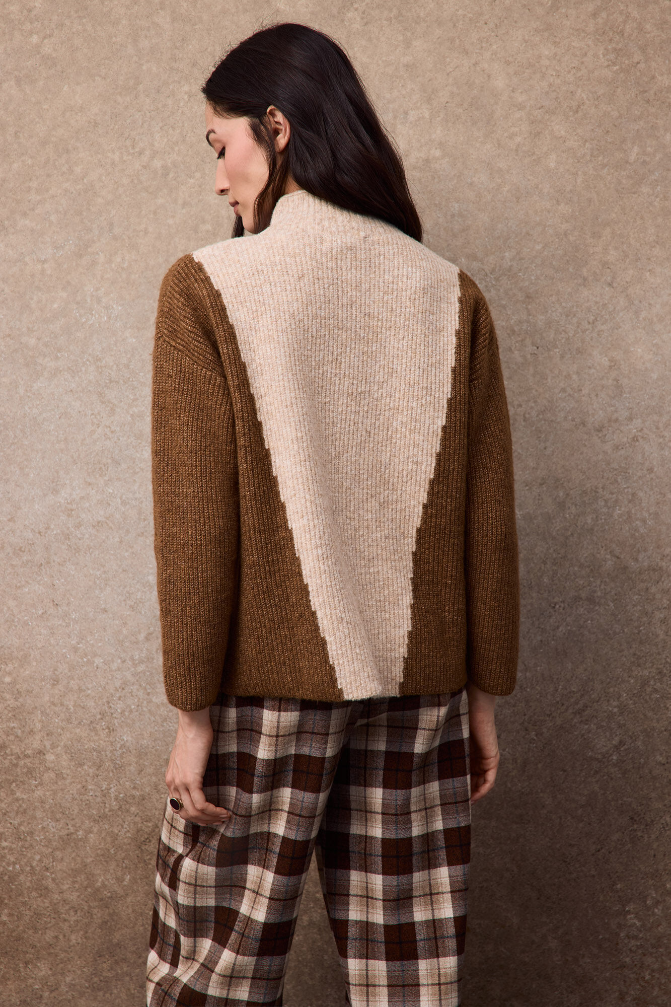 Slowlove Camisola blocos intarsia Castanho