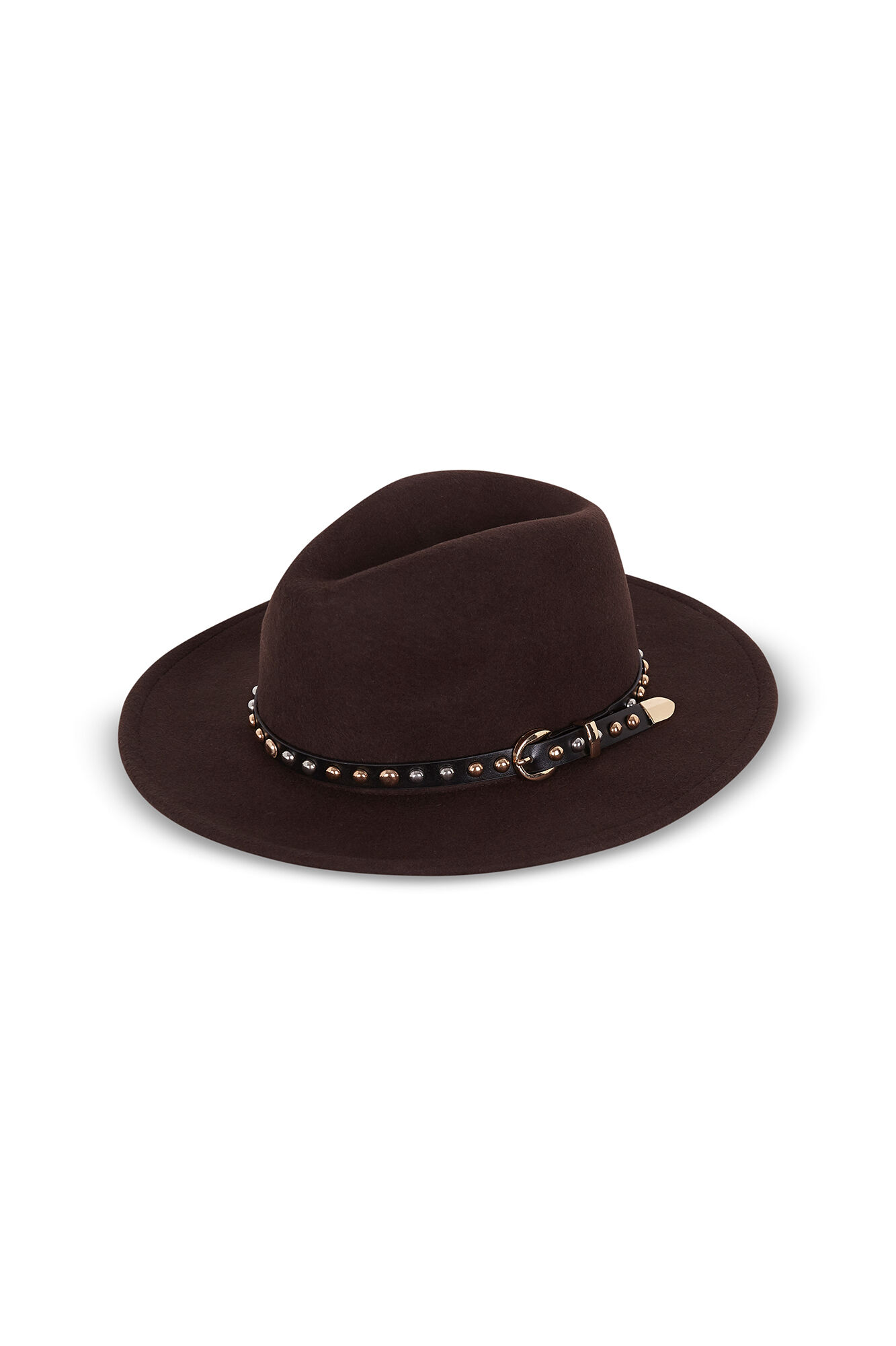 Slowlove Sombrero tachuelas Marr&oacute;n oscuro