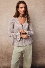 Slowlove Openwork jacket with ties Nude