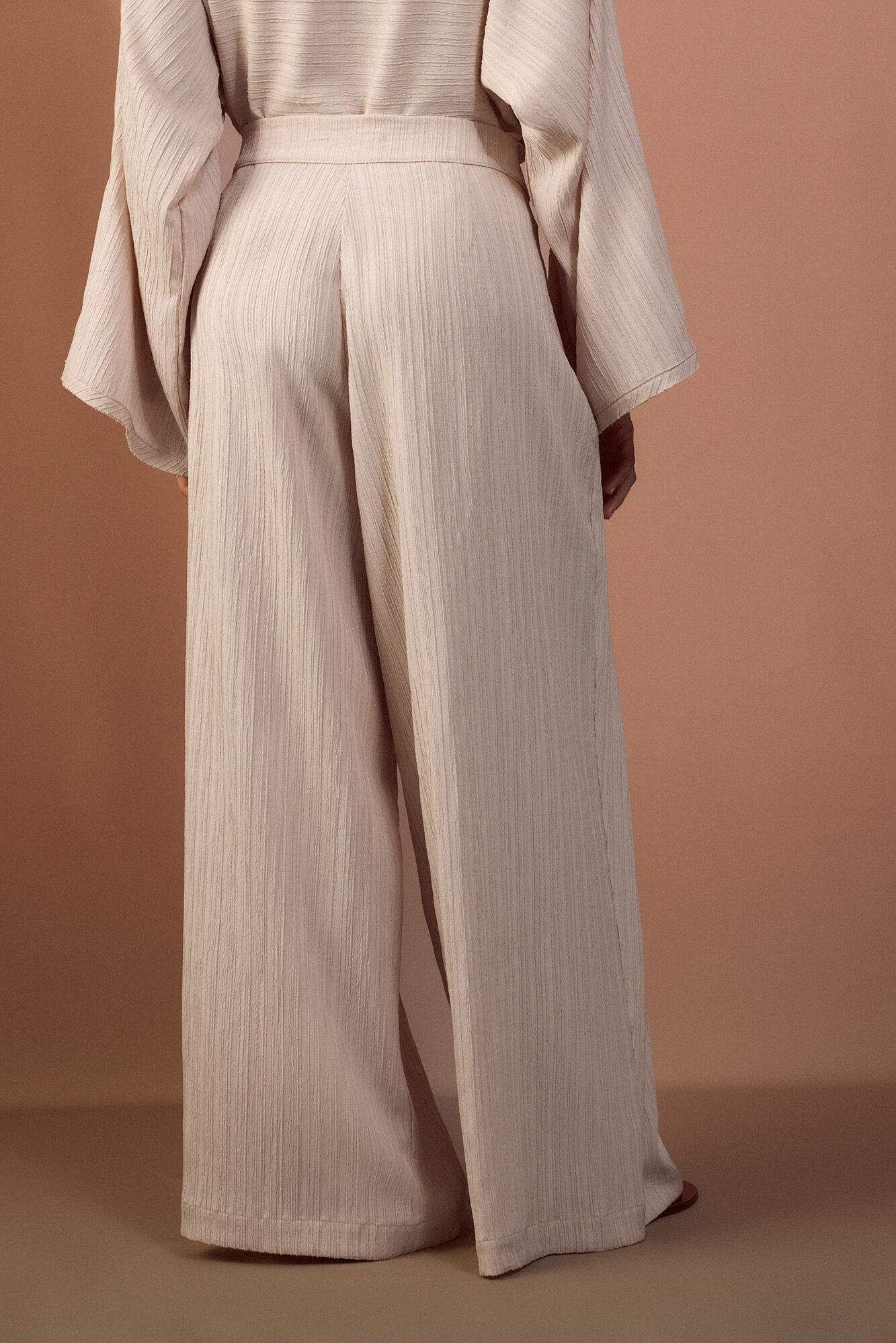 Slowlove Wide openwork knit trousers Ivory
