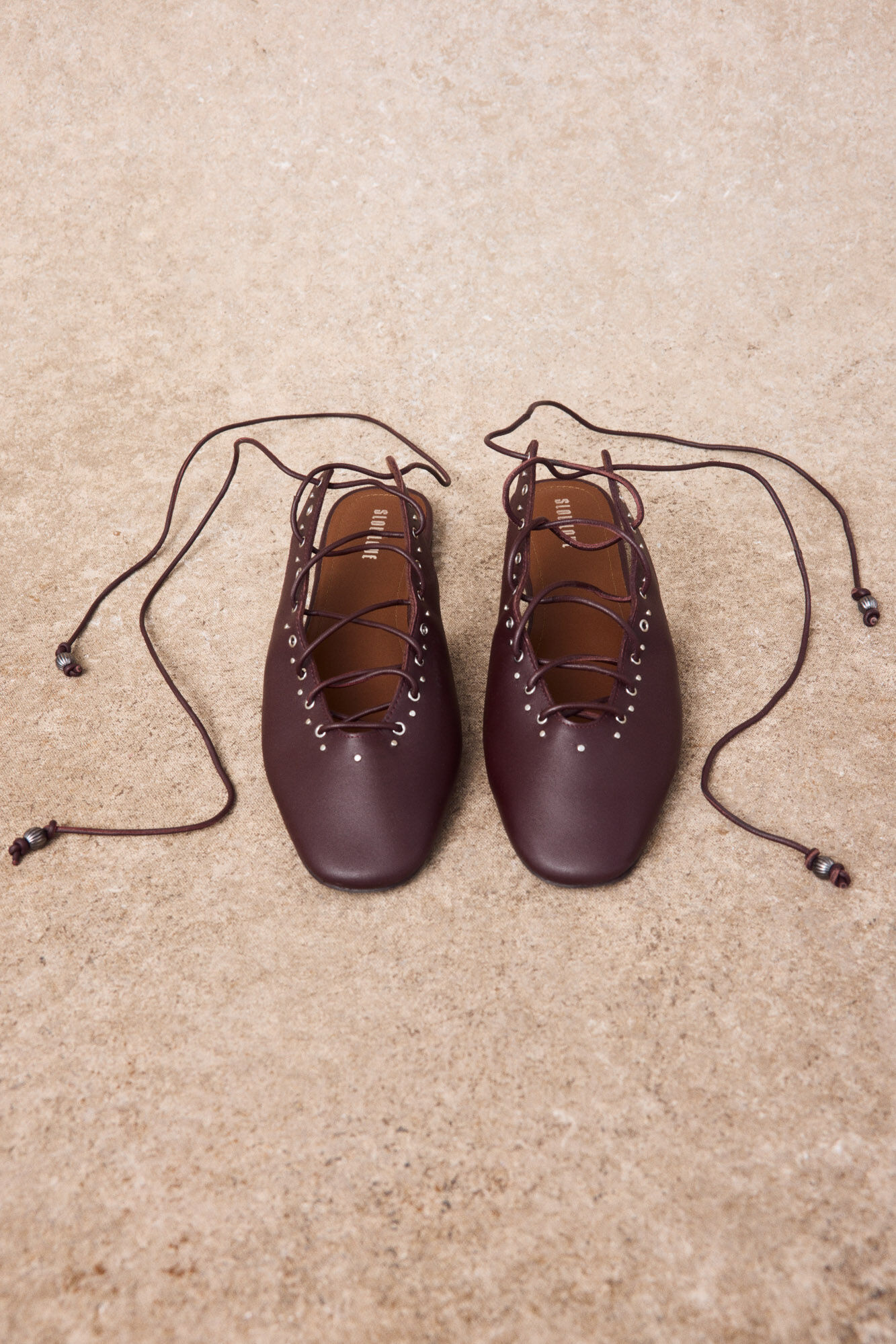 Slowlove Leather lace-up ballet flats Maroon