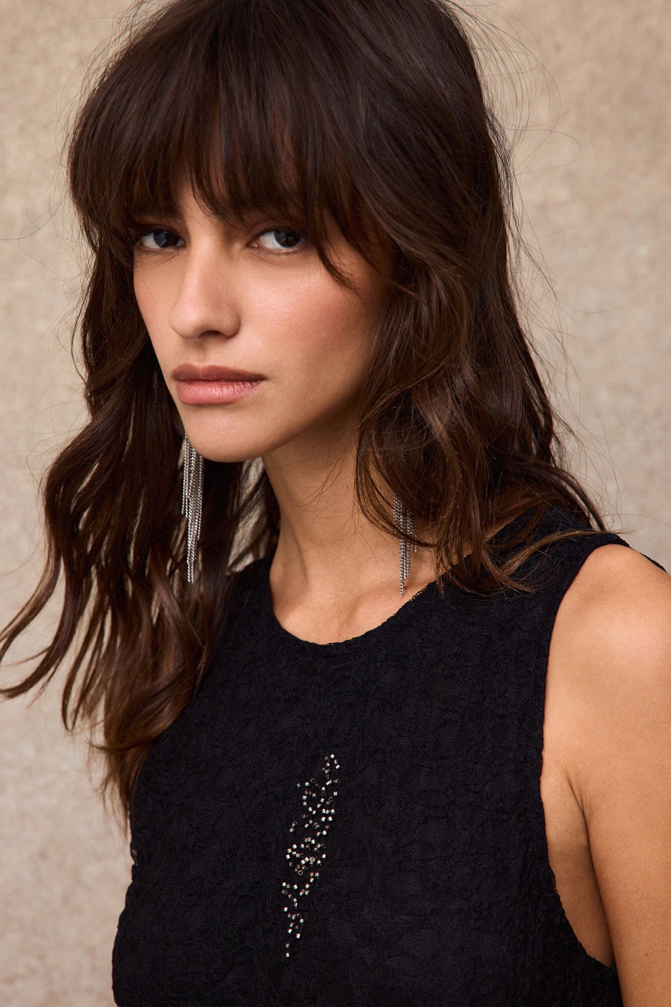 Slowlove Lace bead dress Black